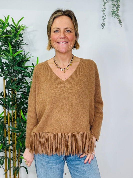 Fringed Cashmere Jumper - Size M