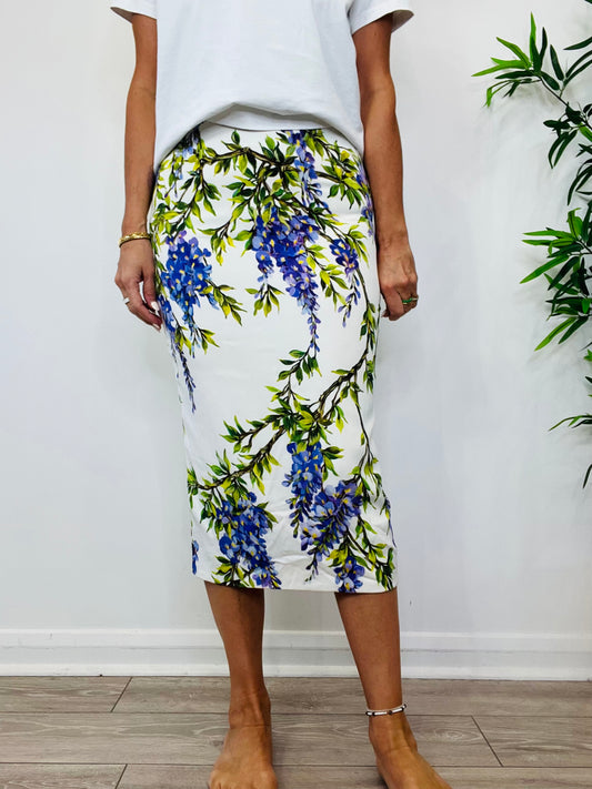 Floral Silk Midi Skirt - Size 42IT