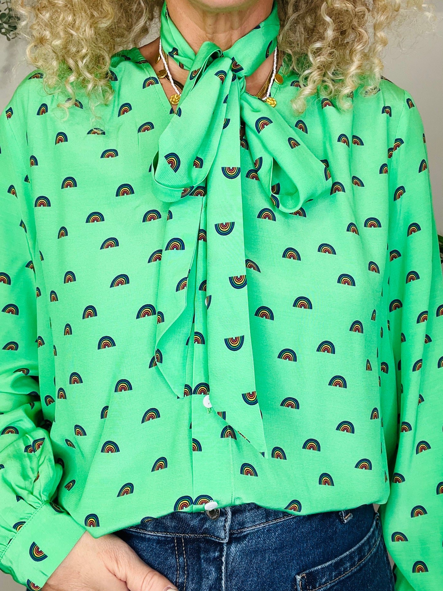 Rainbow Print Shirt - Size 16