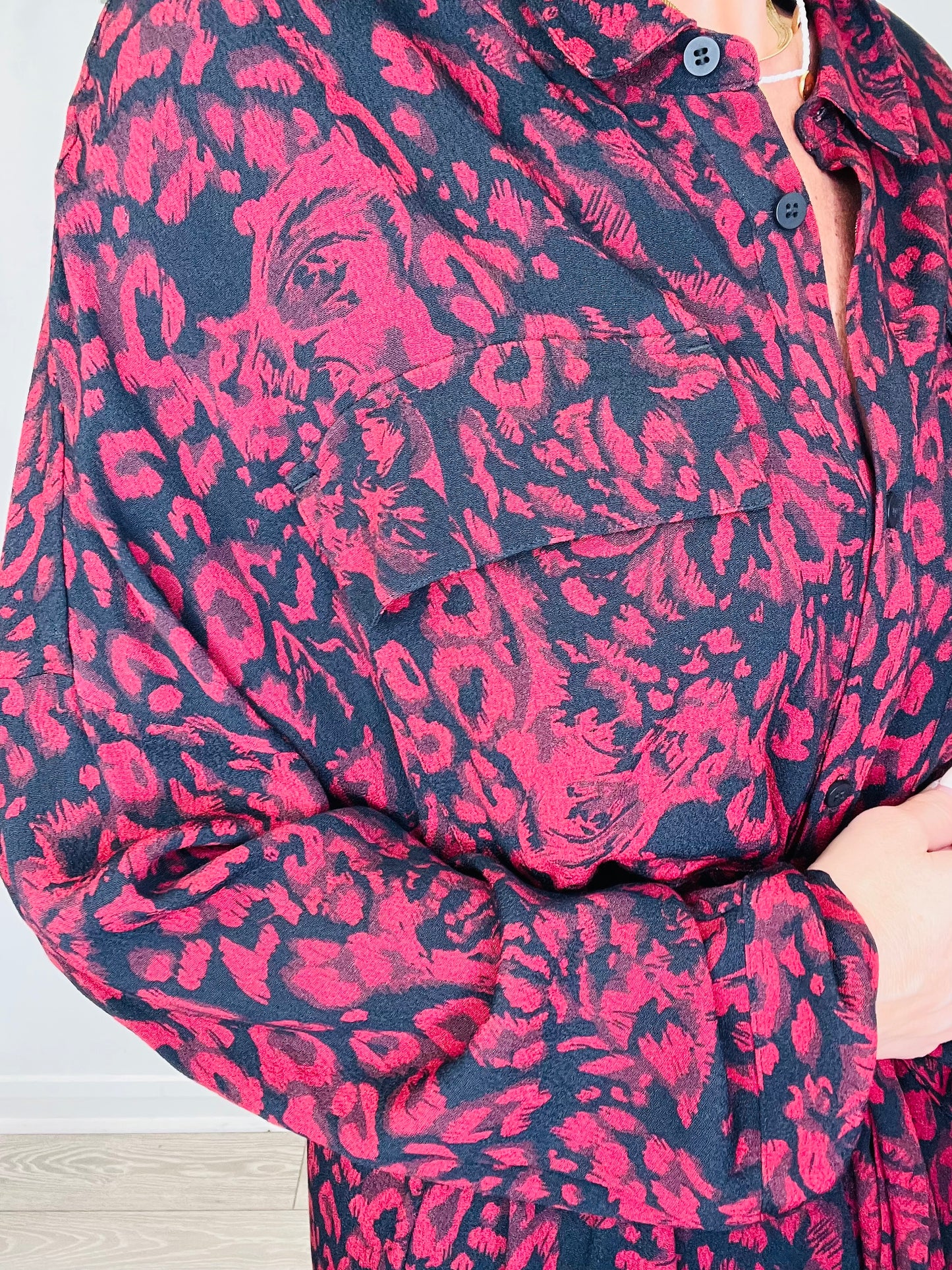 Patterned Shirt Dress - Size 16