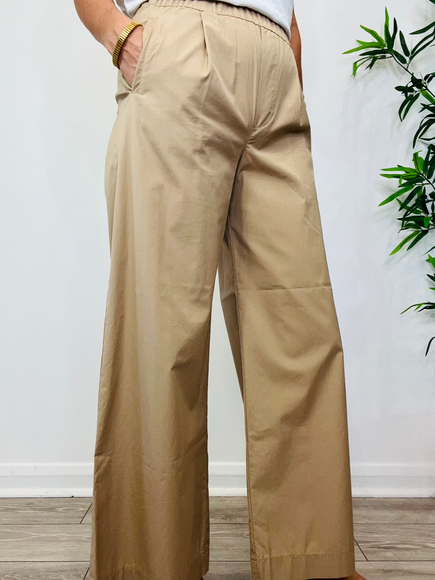 Cotton Wide Leg Trousers - Size XS