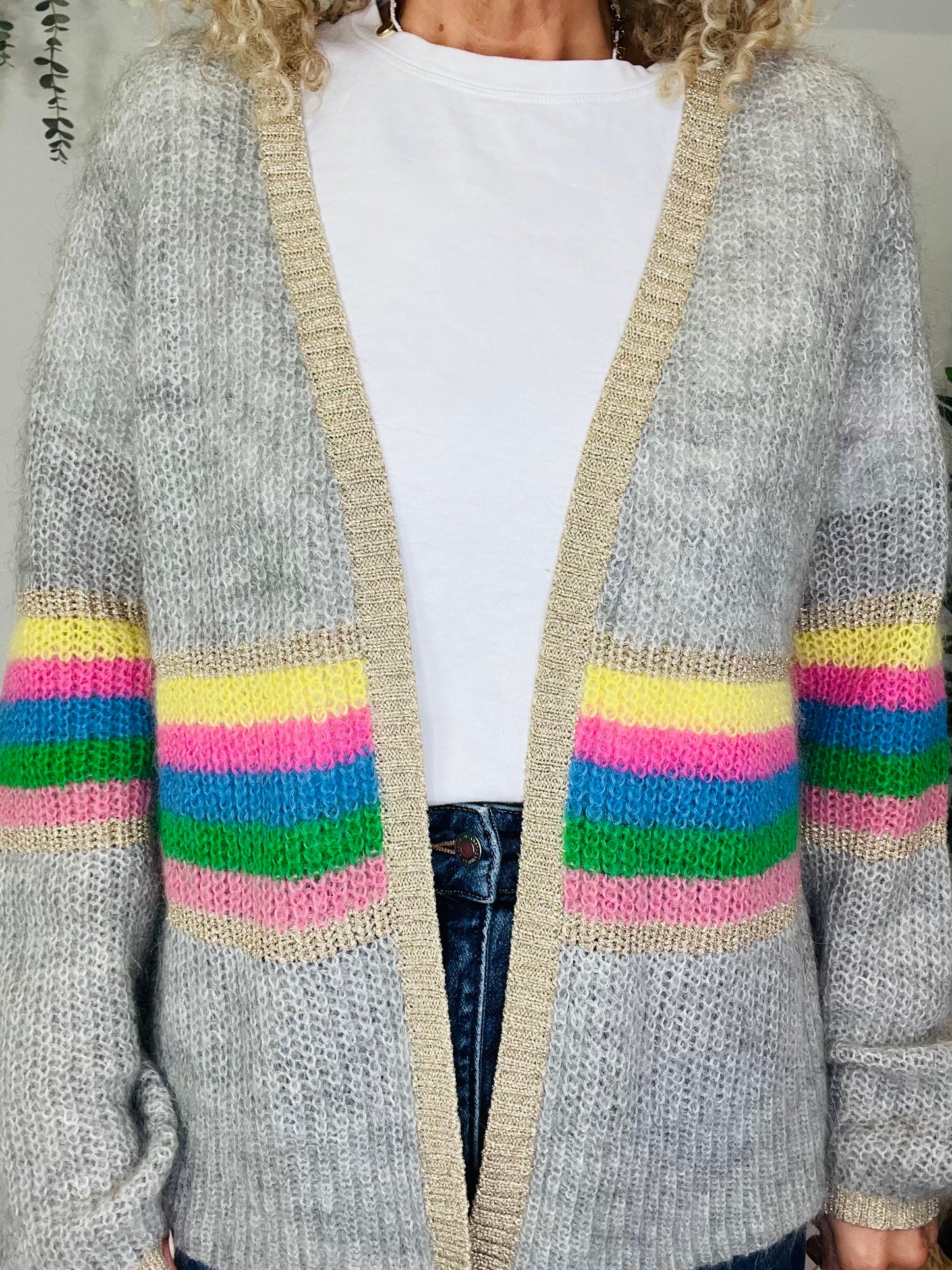 Mohair Striped Cardigan - Size M/L