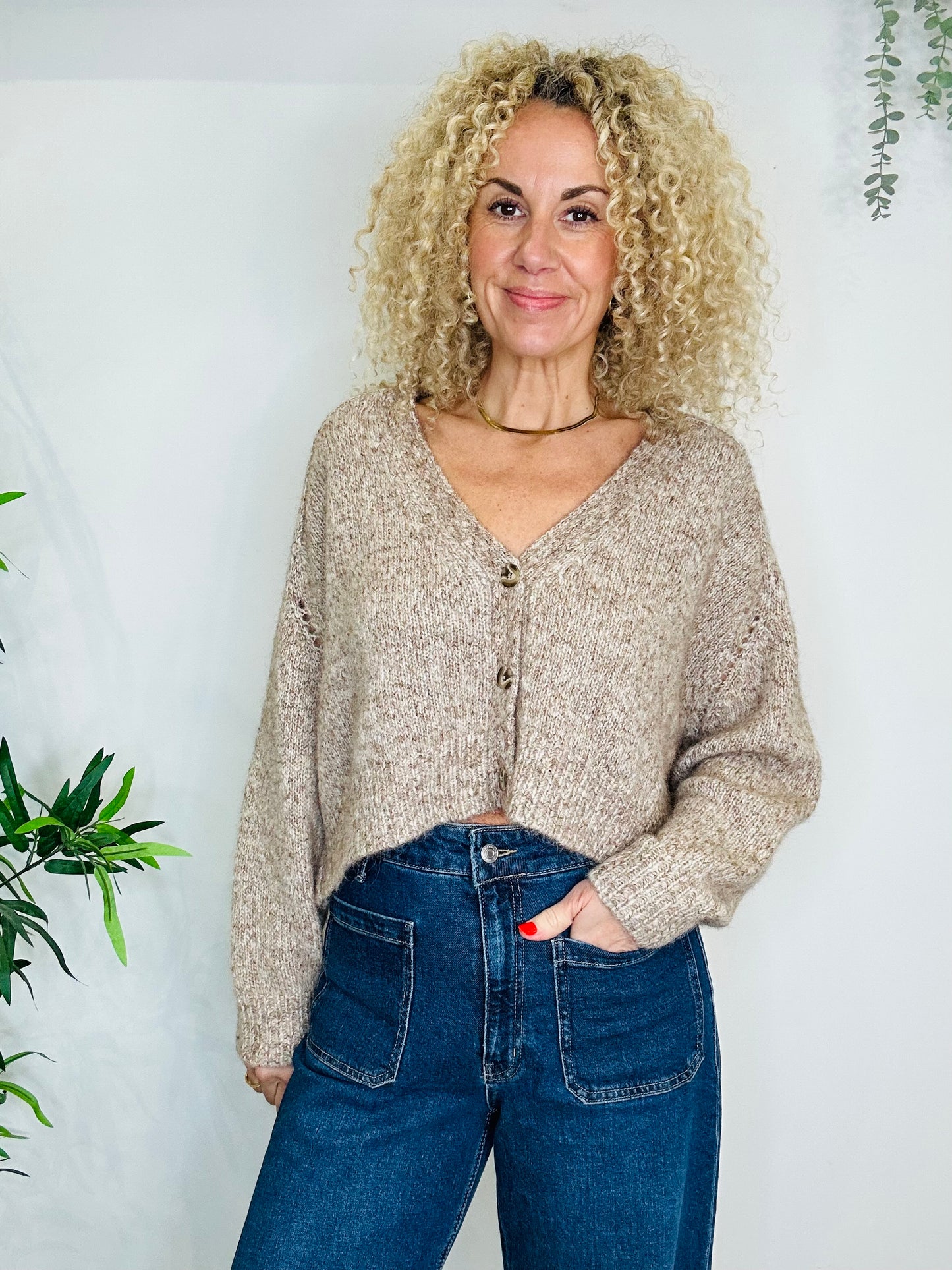 Cropped Knitted Cardigan - Size XS