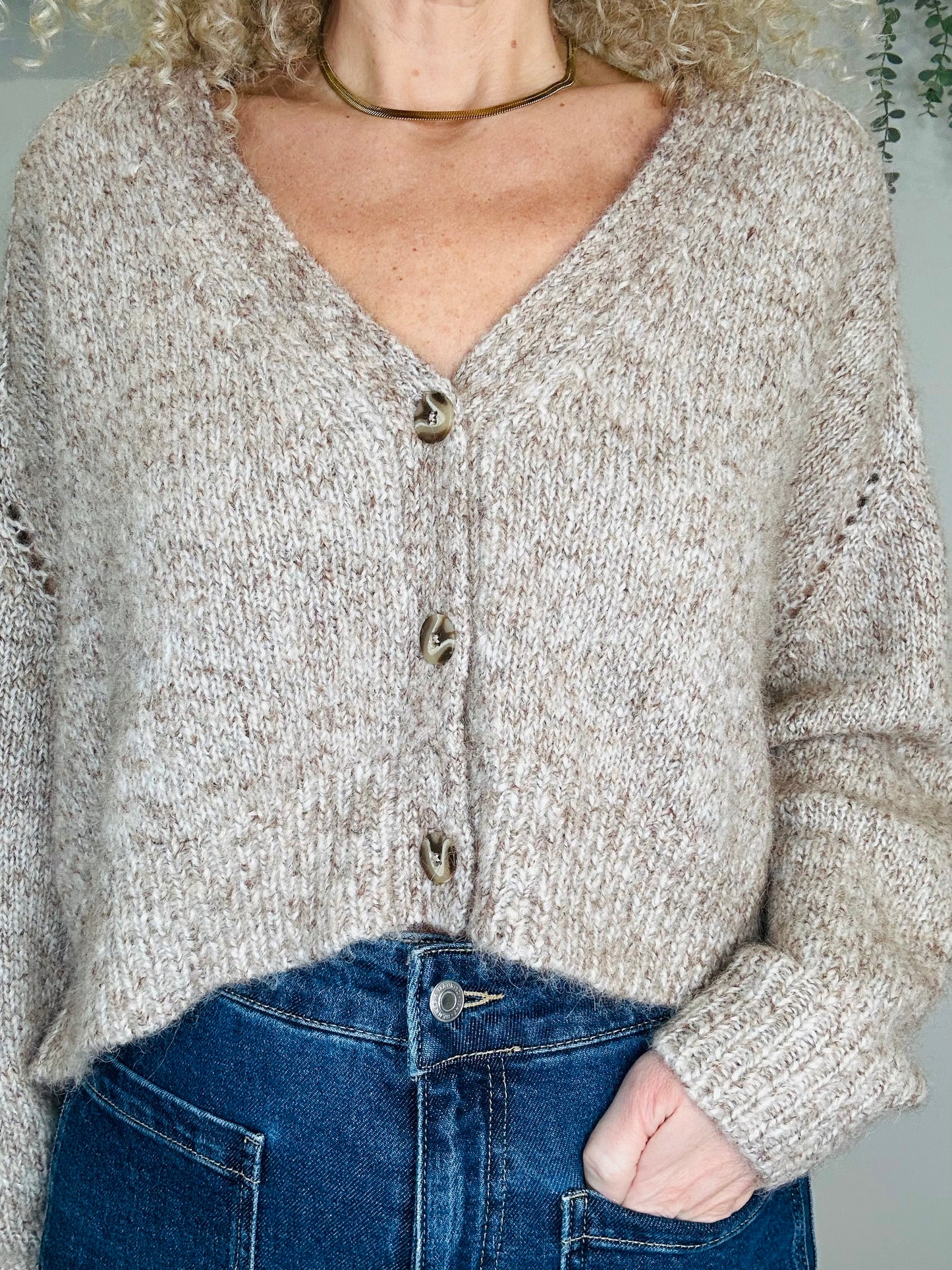 Cropped Knitted Cardigan - Size XS