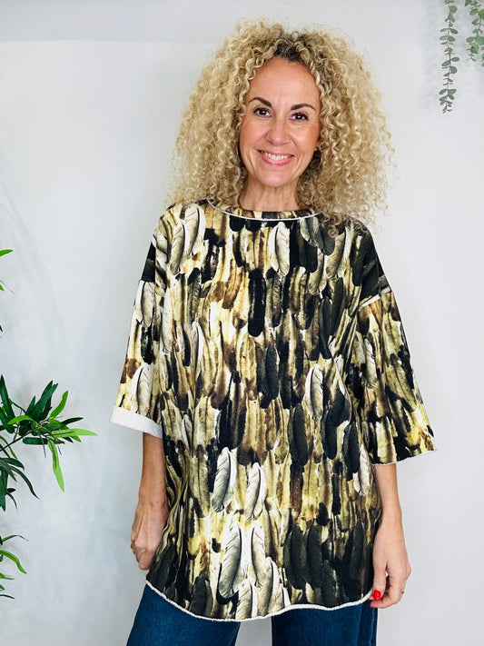 Feather Print Sweatshirt - Size M