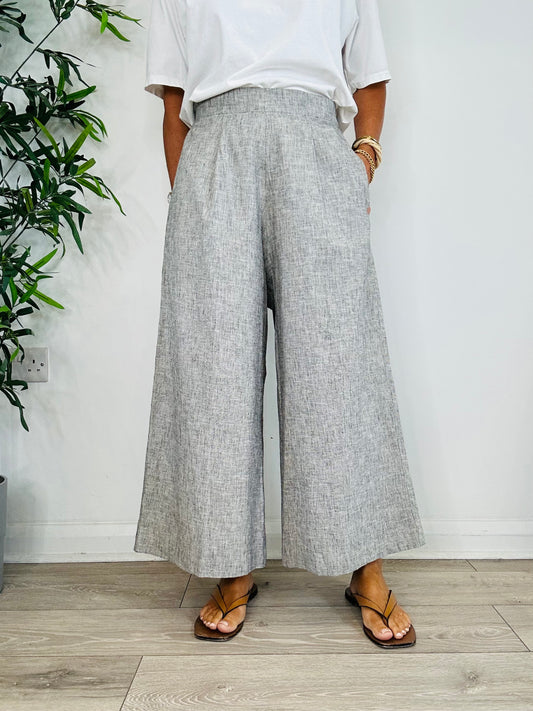 Cropped Wide Leg Trousers - Size S