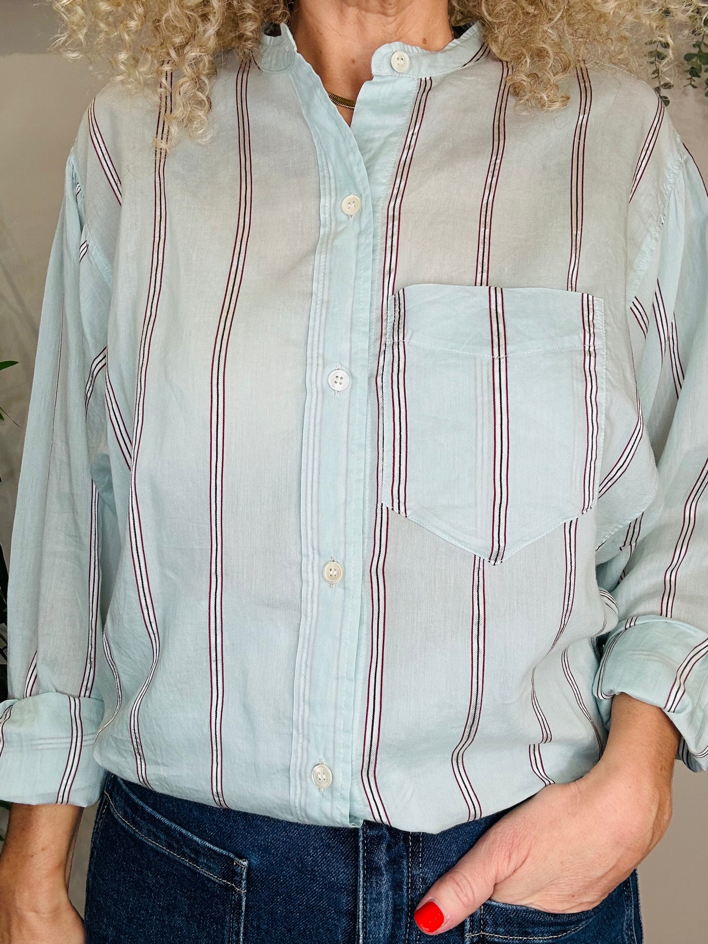 Striped Satchell Shirt - Size 38