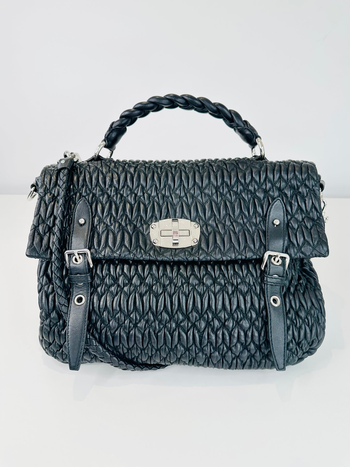 Matelasse Leather Satchel Bag