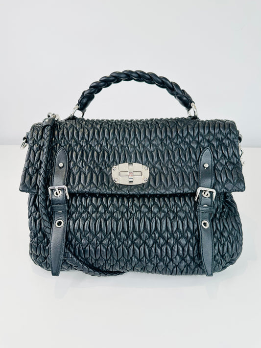 Matelasse Leather Satchel Bag