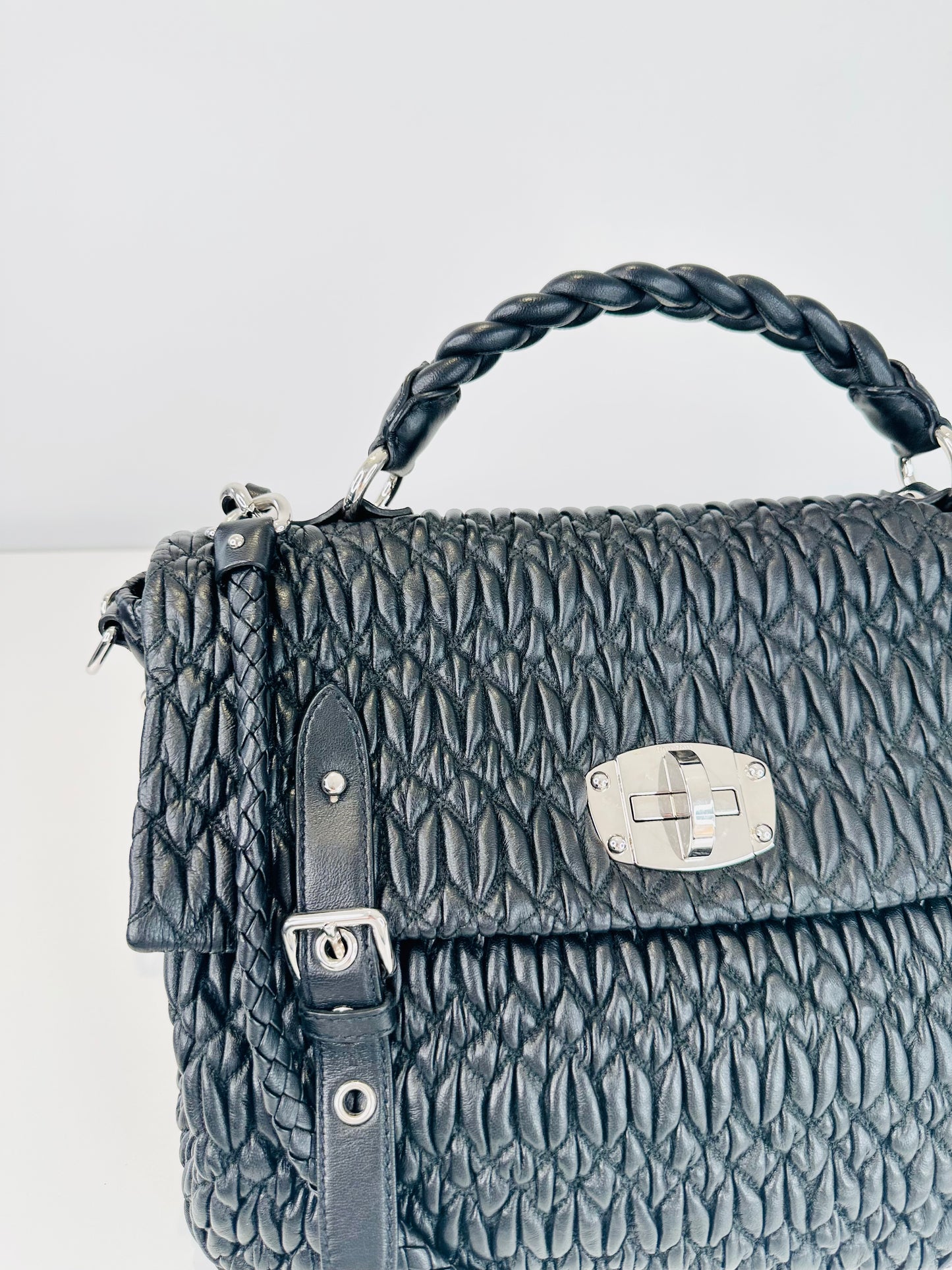 Matelasse Leather Satchel Bag