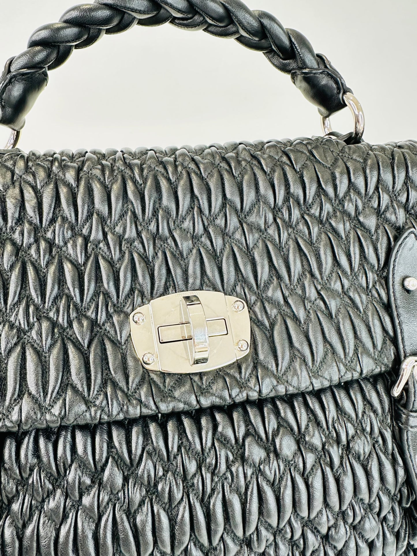 Matelasse Leather Satchel Bag