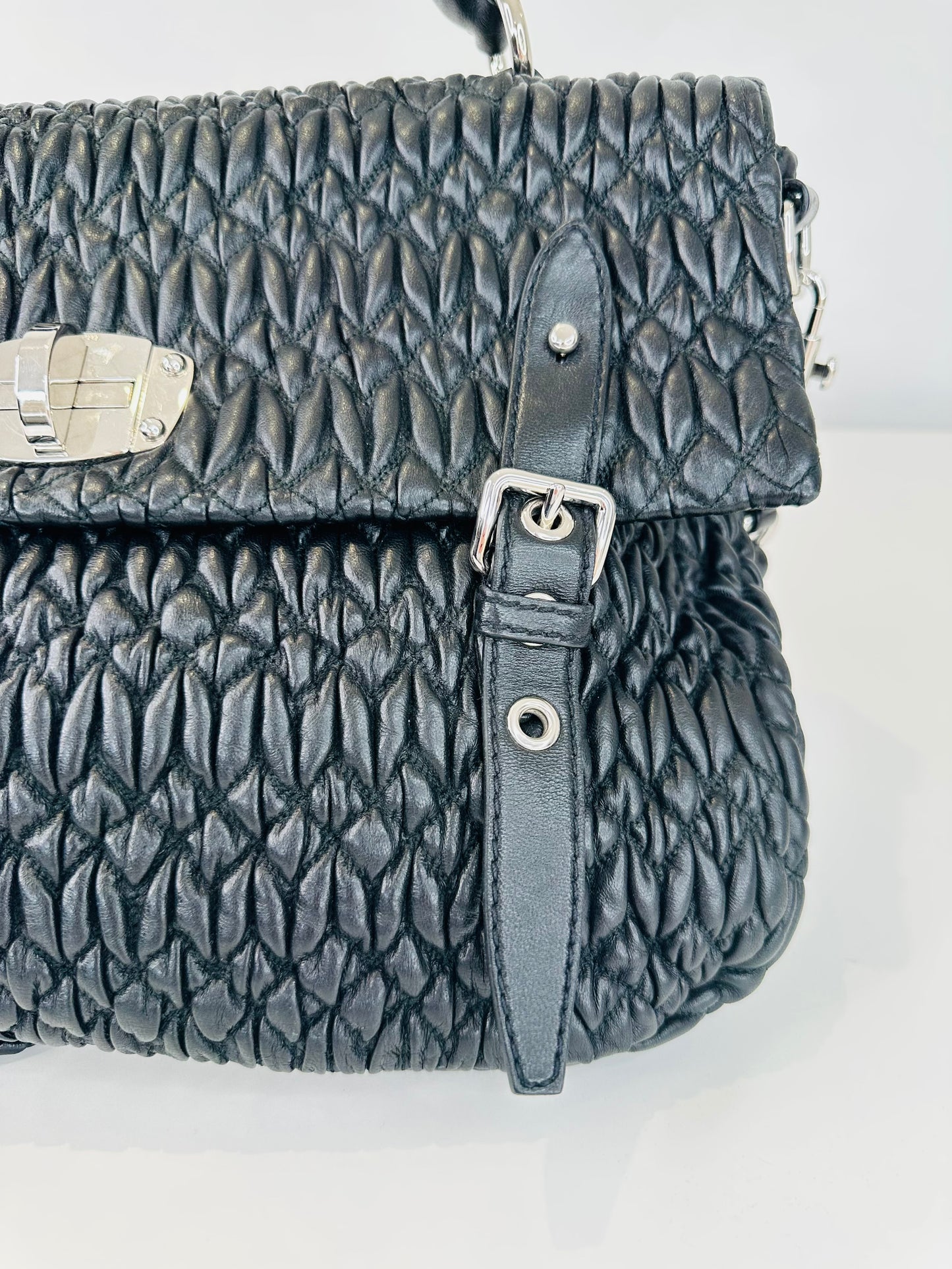 Matelasse Leather Satchel Bag