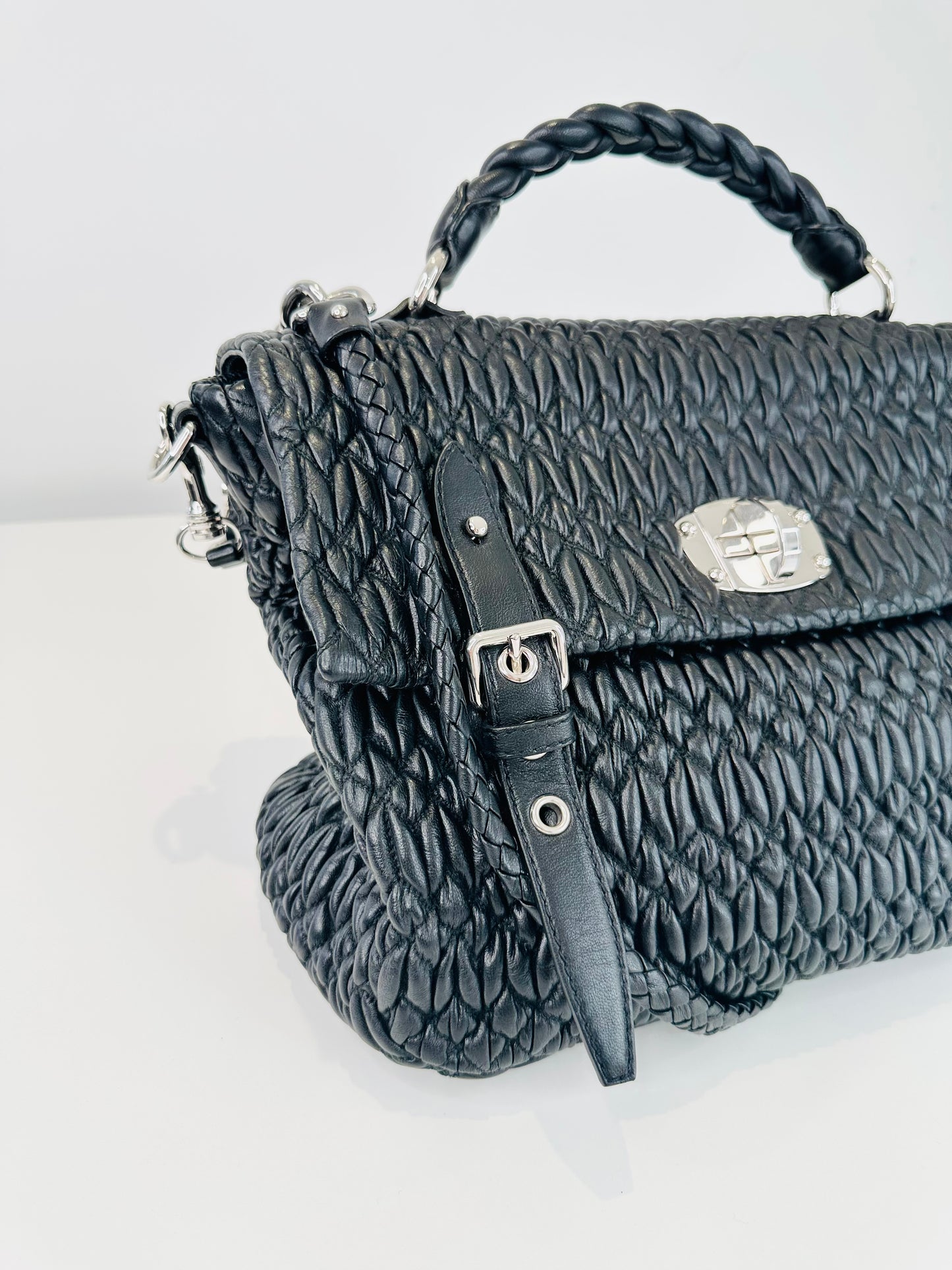 Matelasse Leather Satchel Bag