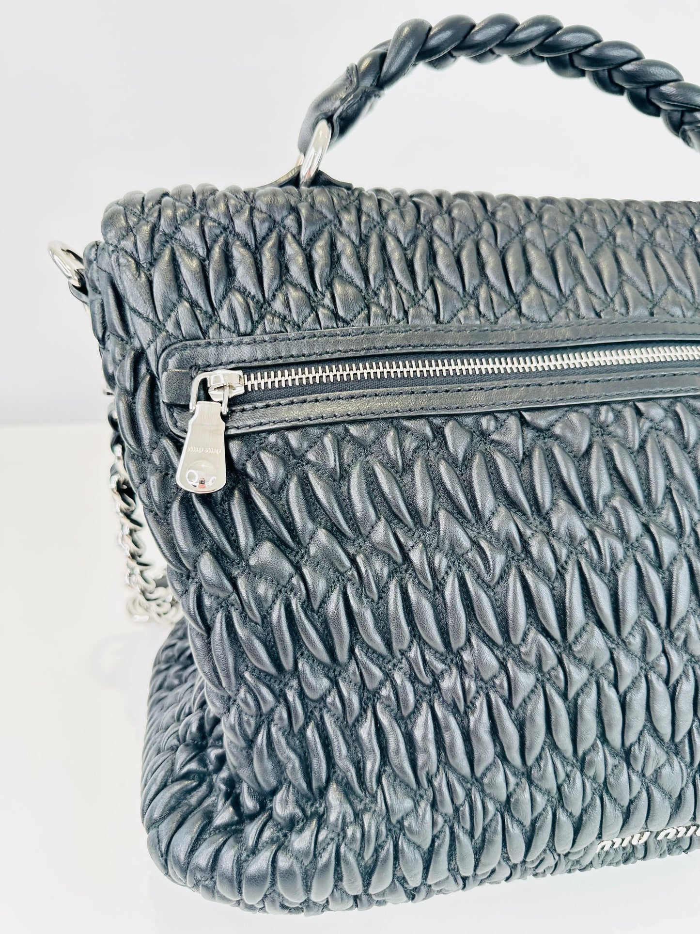 Matelasse Leather Satchel Bag