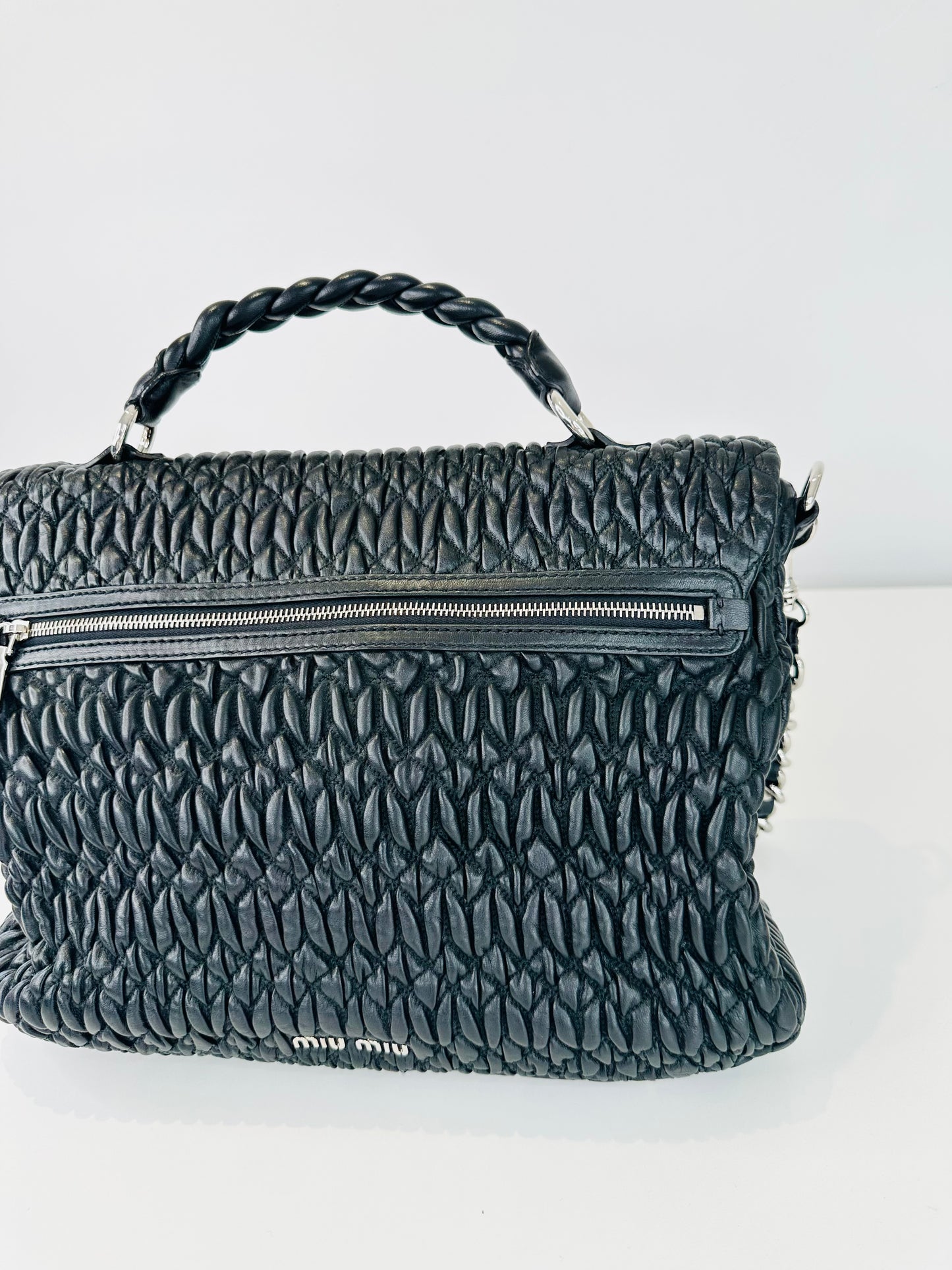 Matelasse Leather Satchel Bag