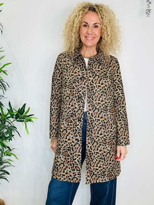 Animal Print Trench Coat - Size 10