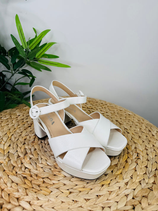 Platform Saffiano Leather Sandals - Size 37.5