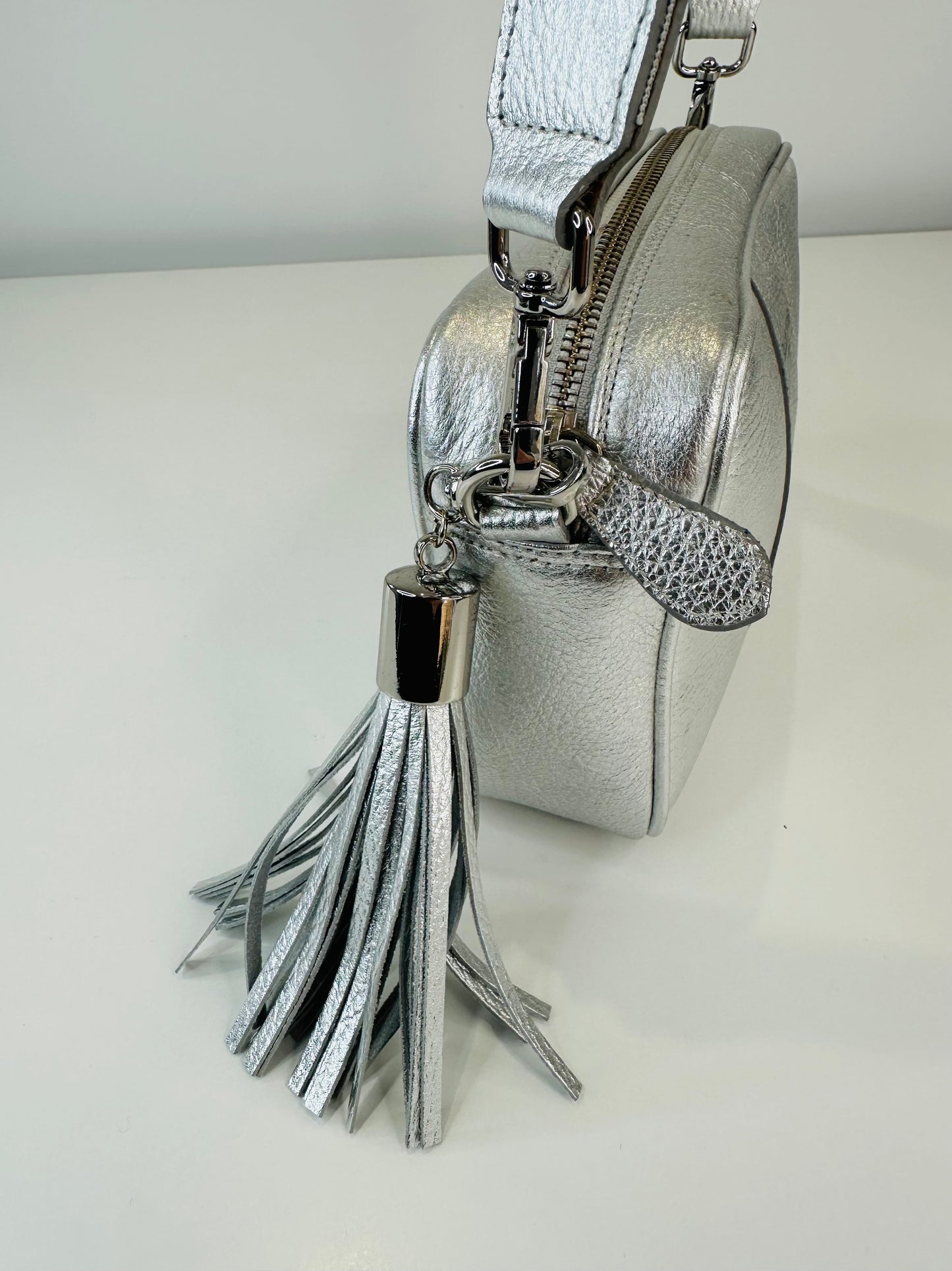 Metallic Leather Crossbody Bag