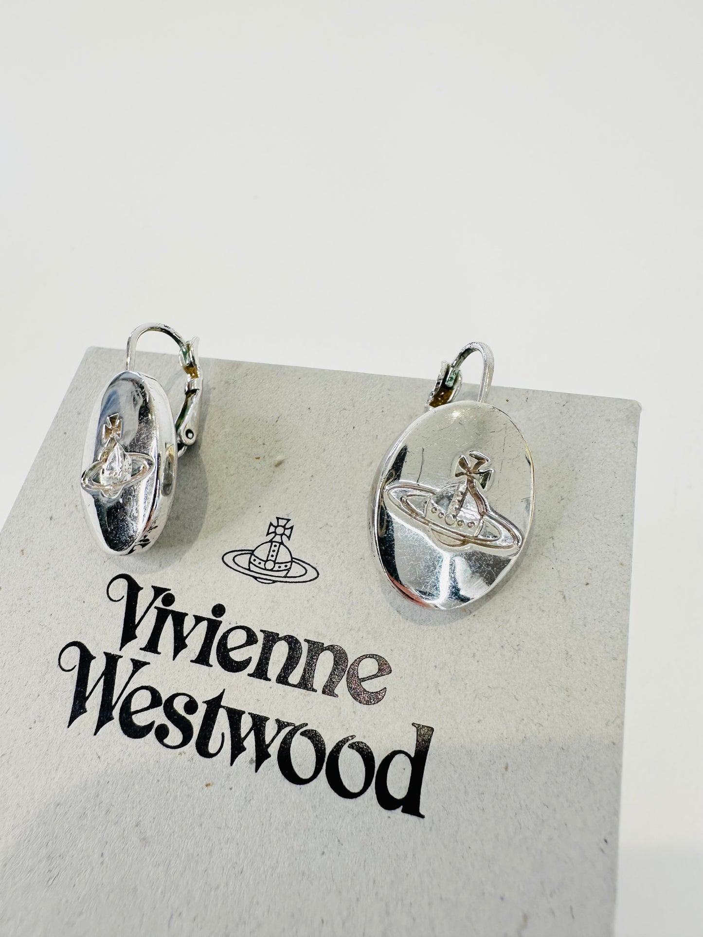 Oval Plate Drop Earrings