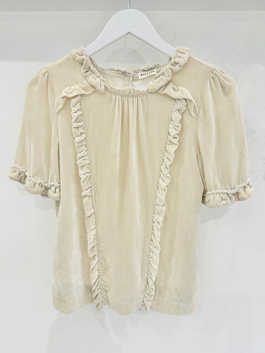 Velvet Frill Top - Size XS