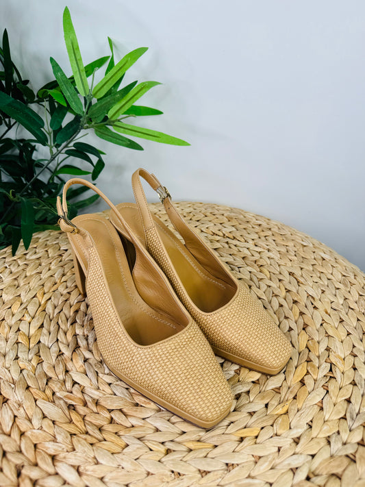 Raffia Slingback Heels - Size 38