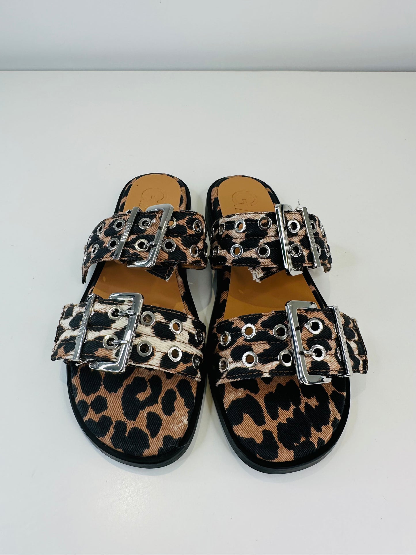 Leopard Buckle Sandals - Size 40