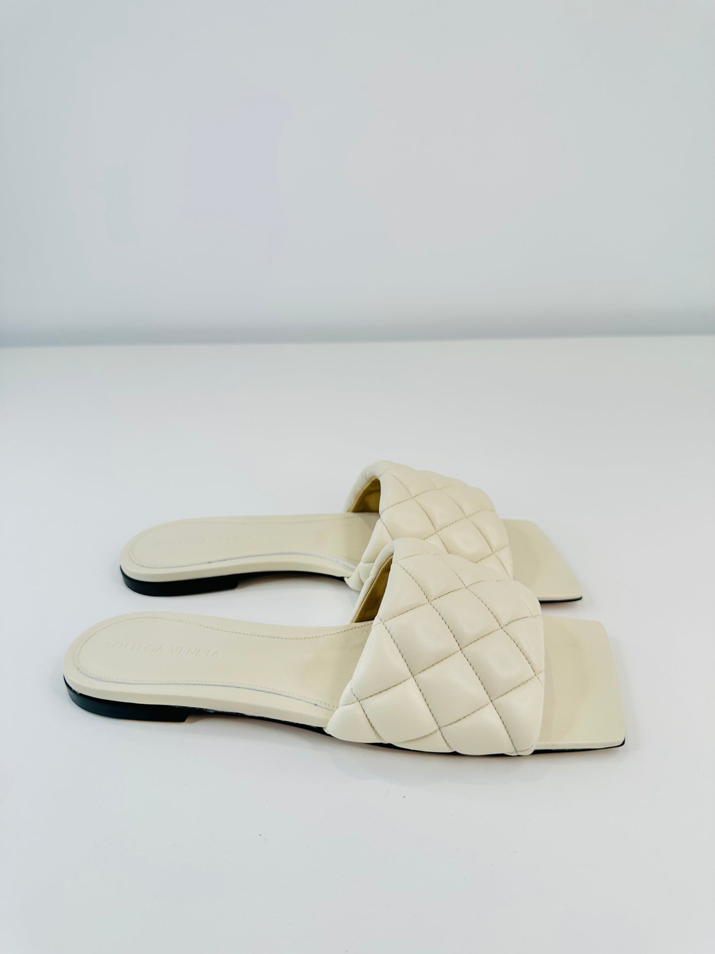Quilted Leather Slides - Size 38.5