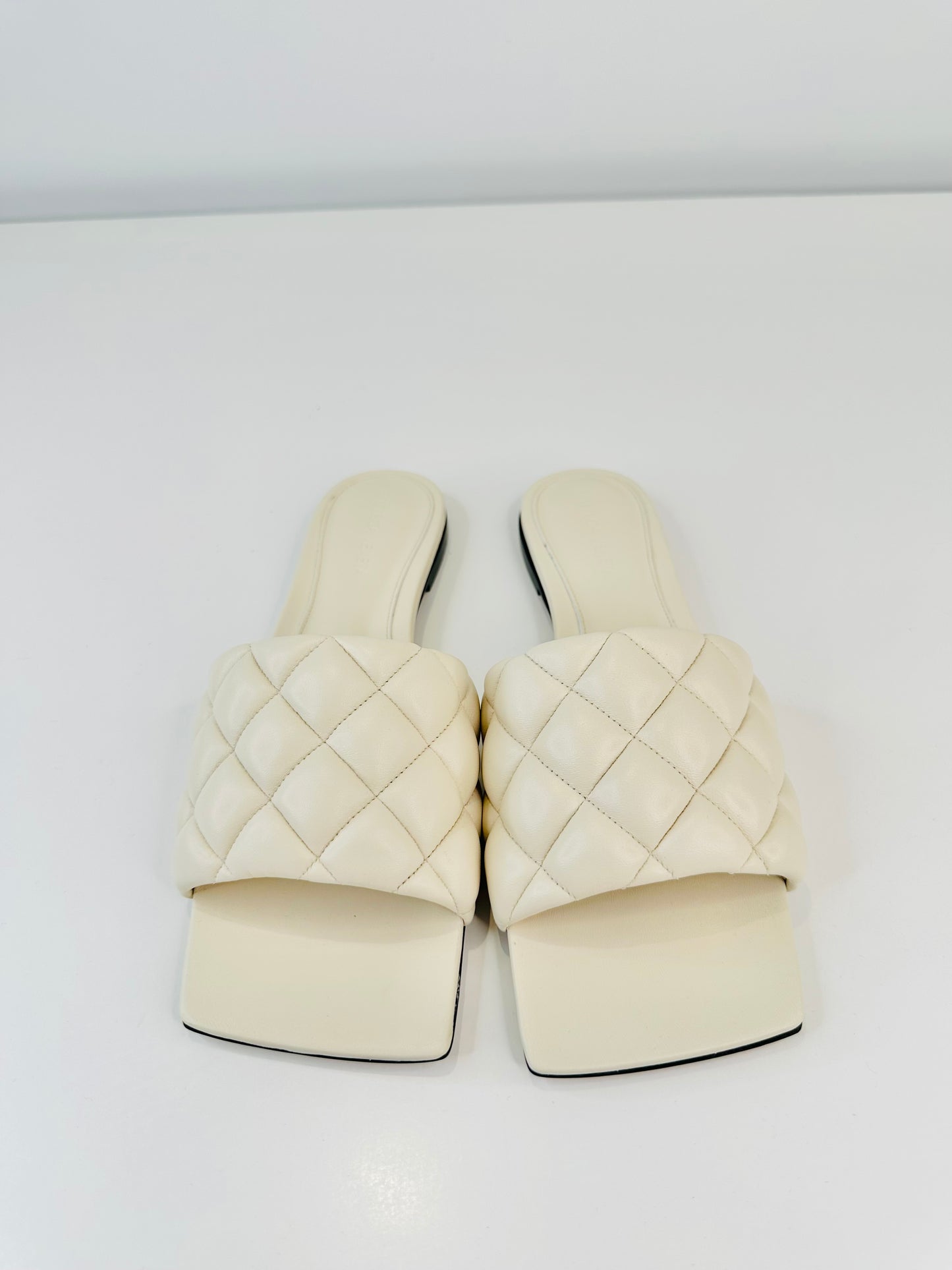Quilted Leather Slides - Size 38.5