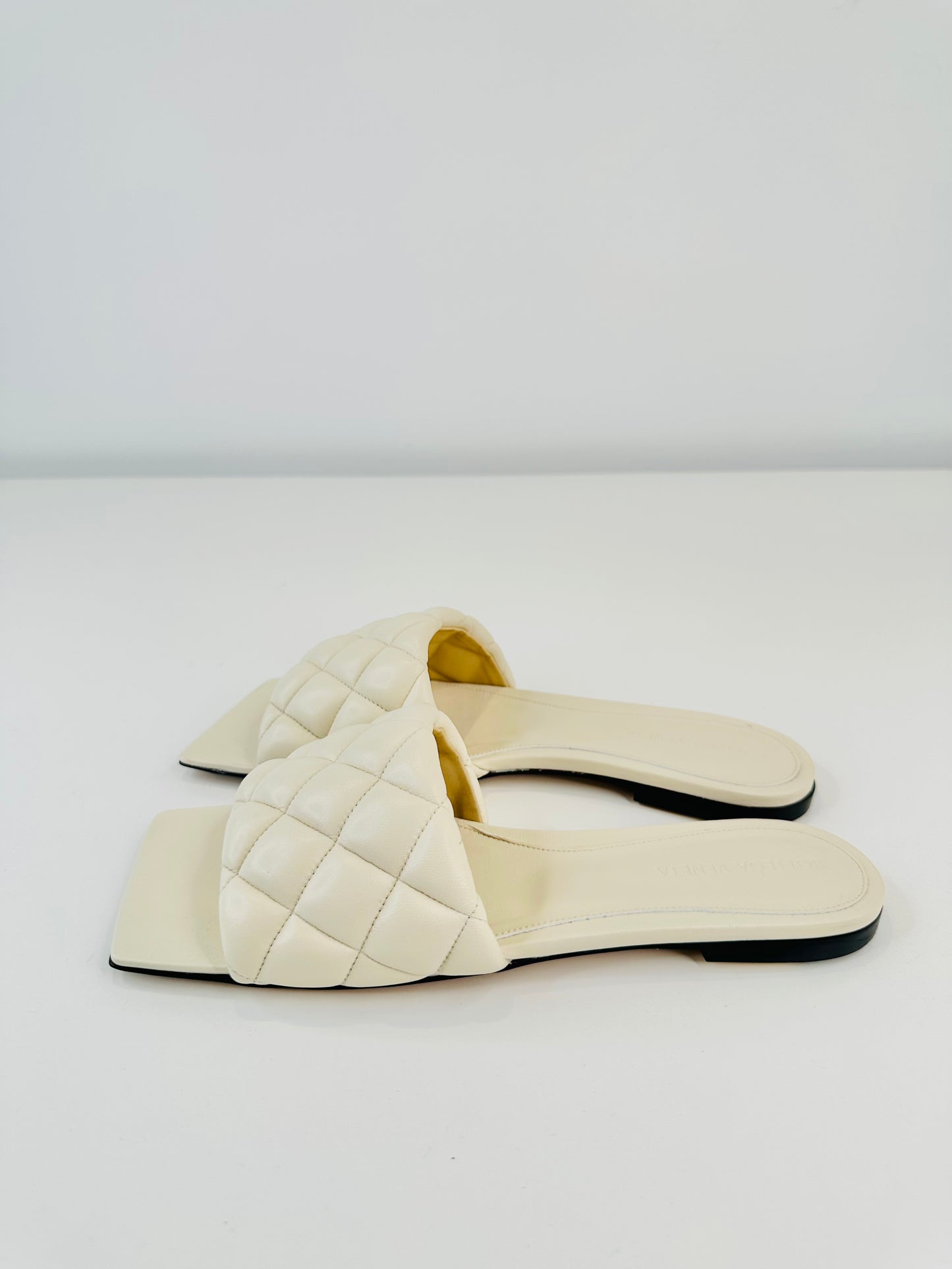 Quilted Leather Slides - Size 38.5