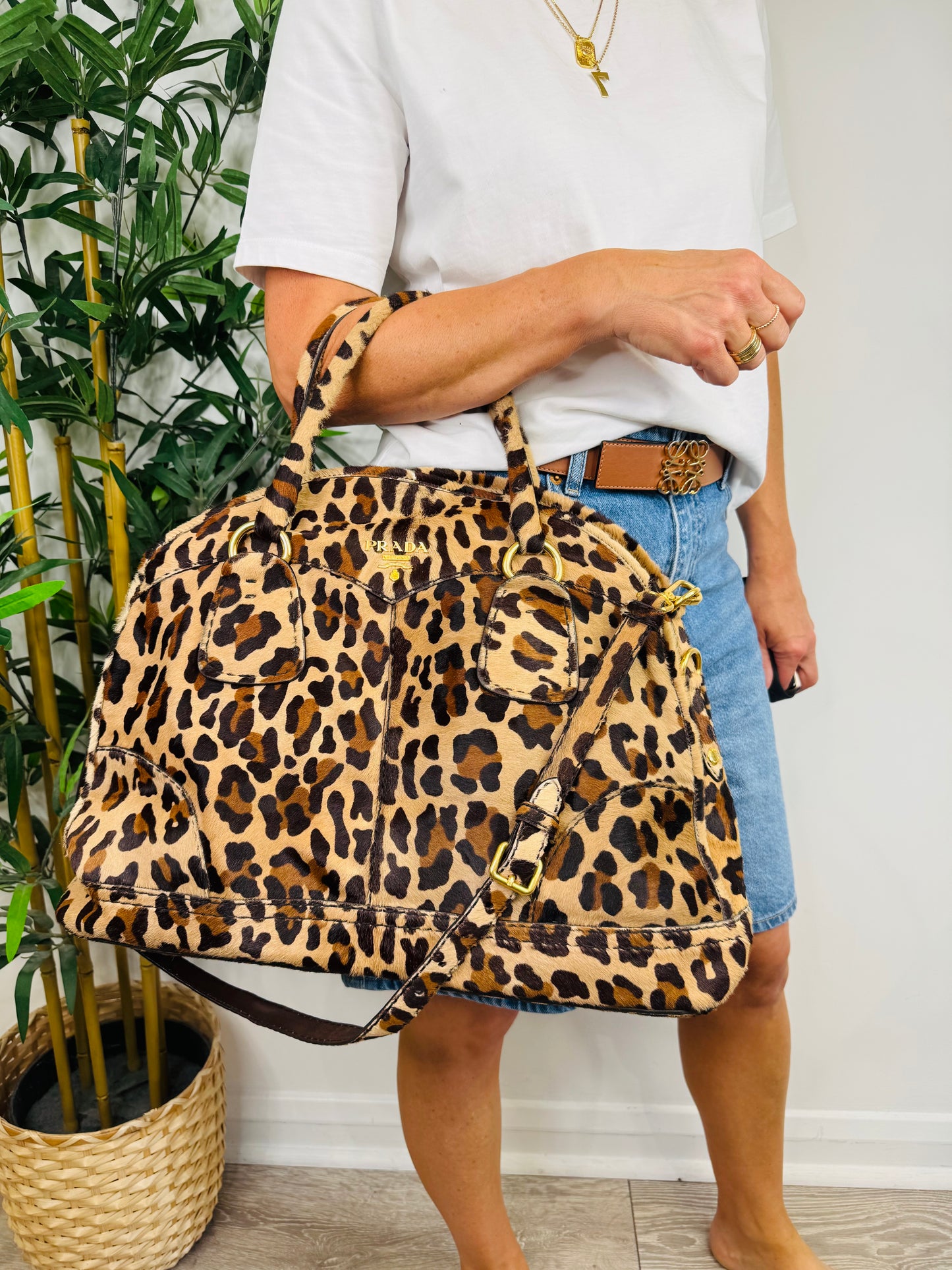 Cavallino Leopard Print Bowling Bag