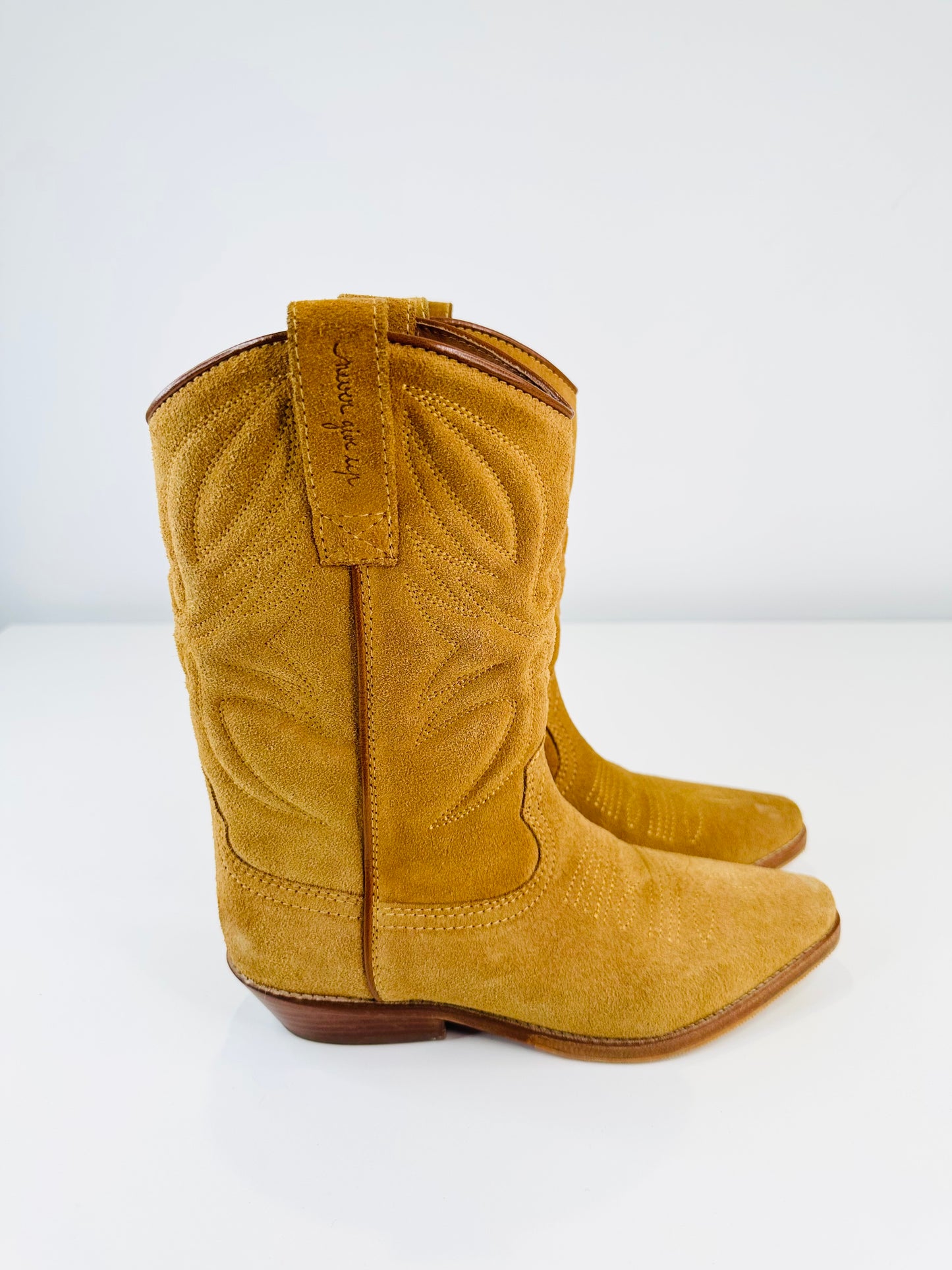 Suede Cowboy Boots - Size 36