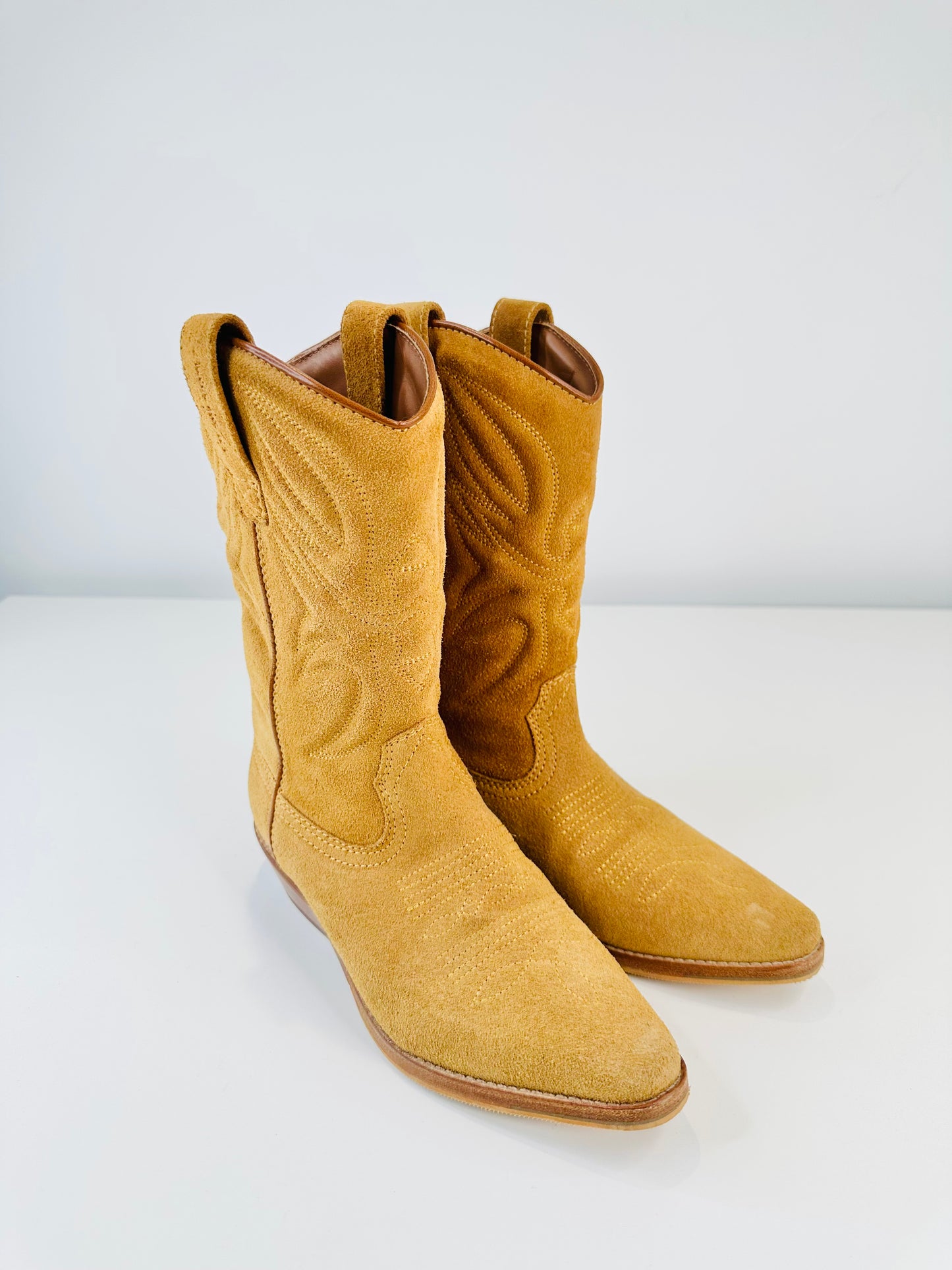 Suede Cowboy Boots - Size 36