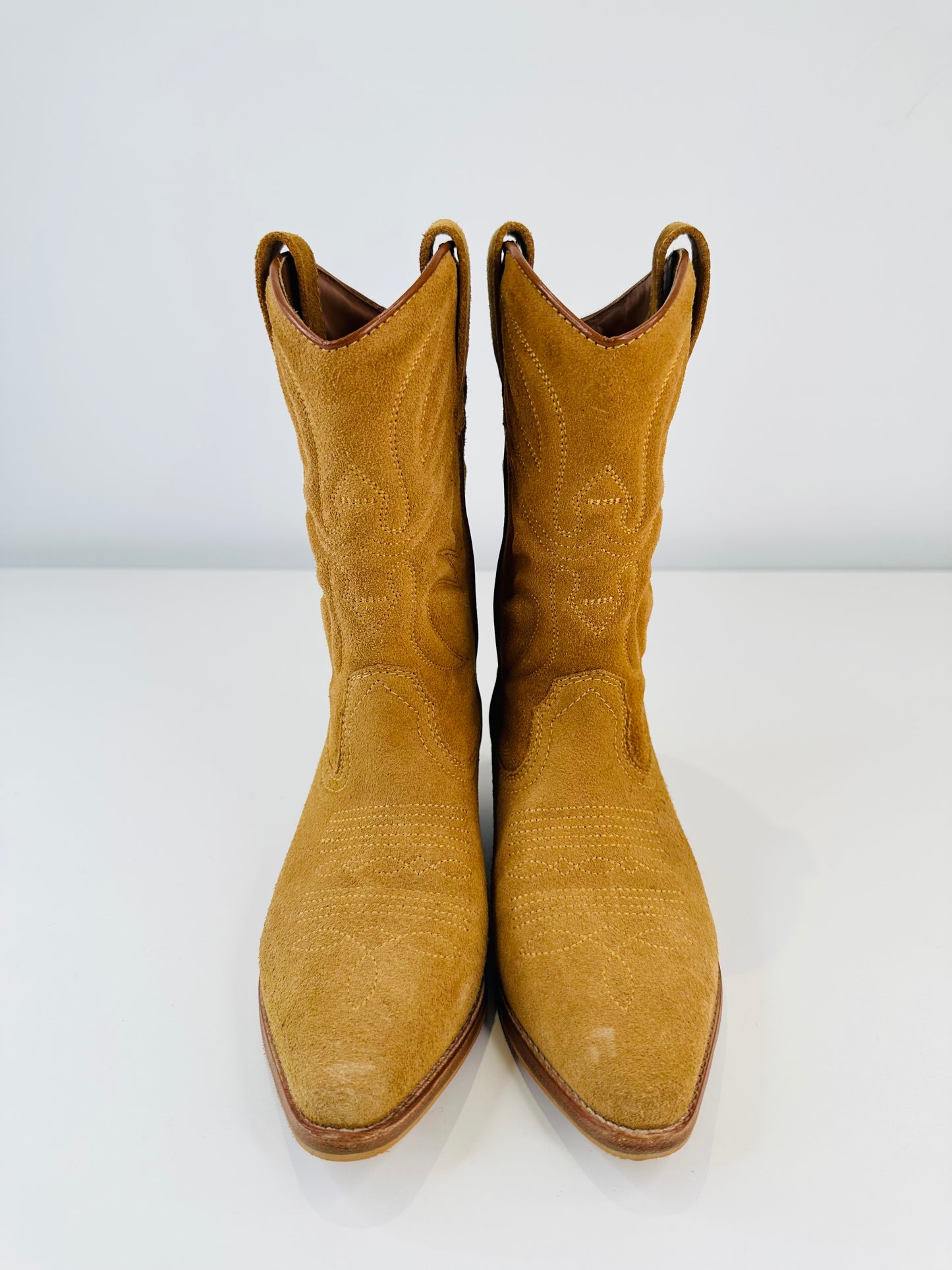 Suede Cowboy Boots - Size 36