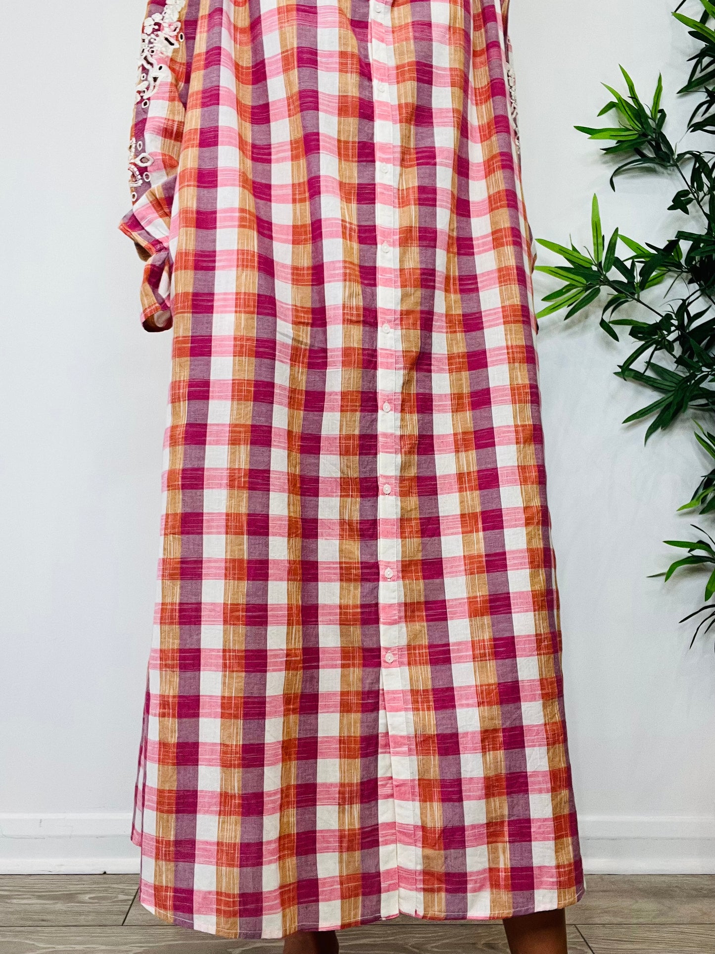 Check Broderie Dress - Size 40