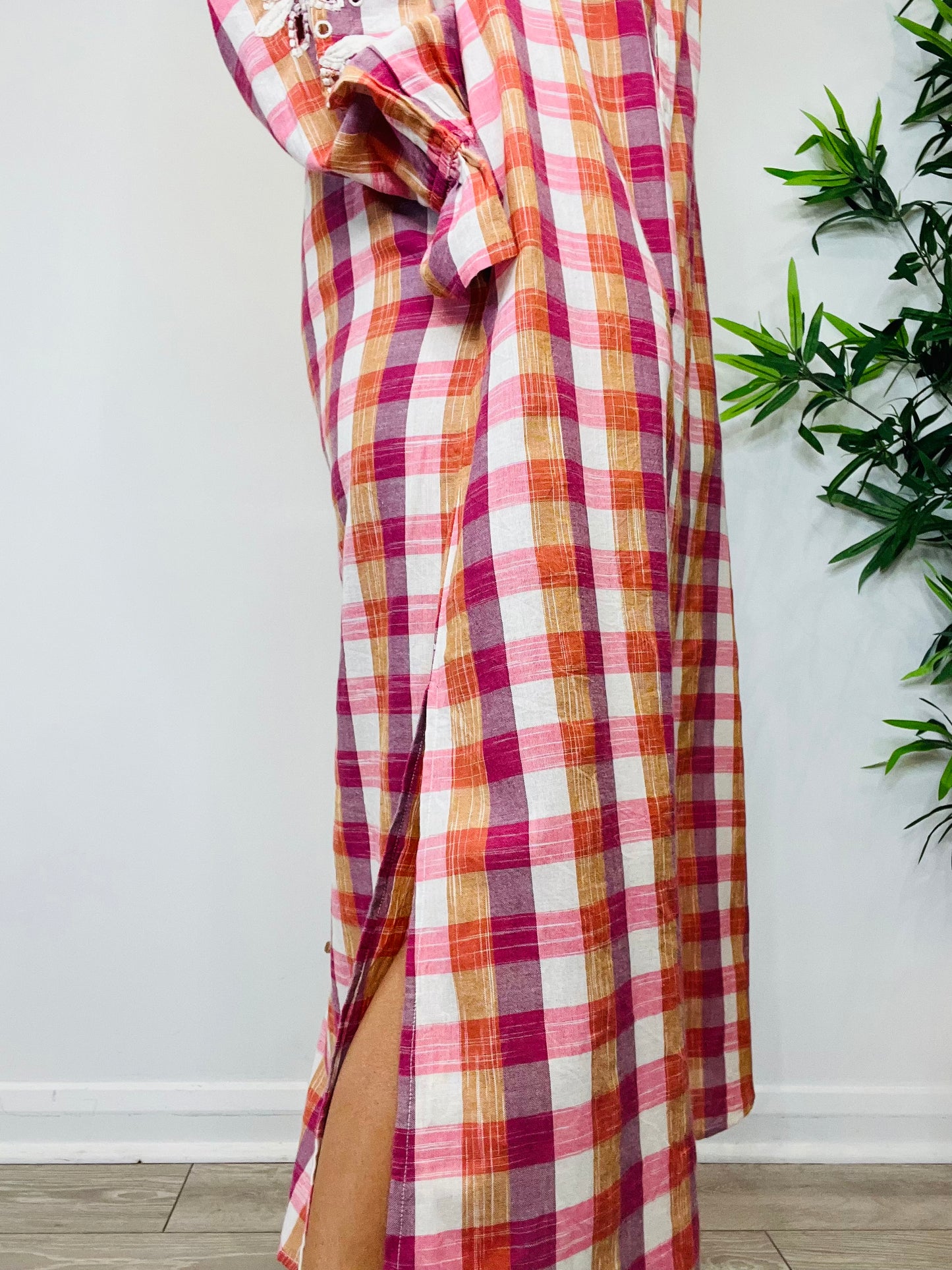 Check Broderie Dress - Size 40