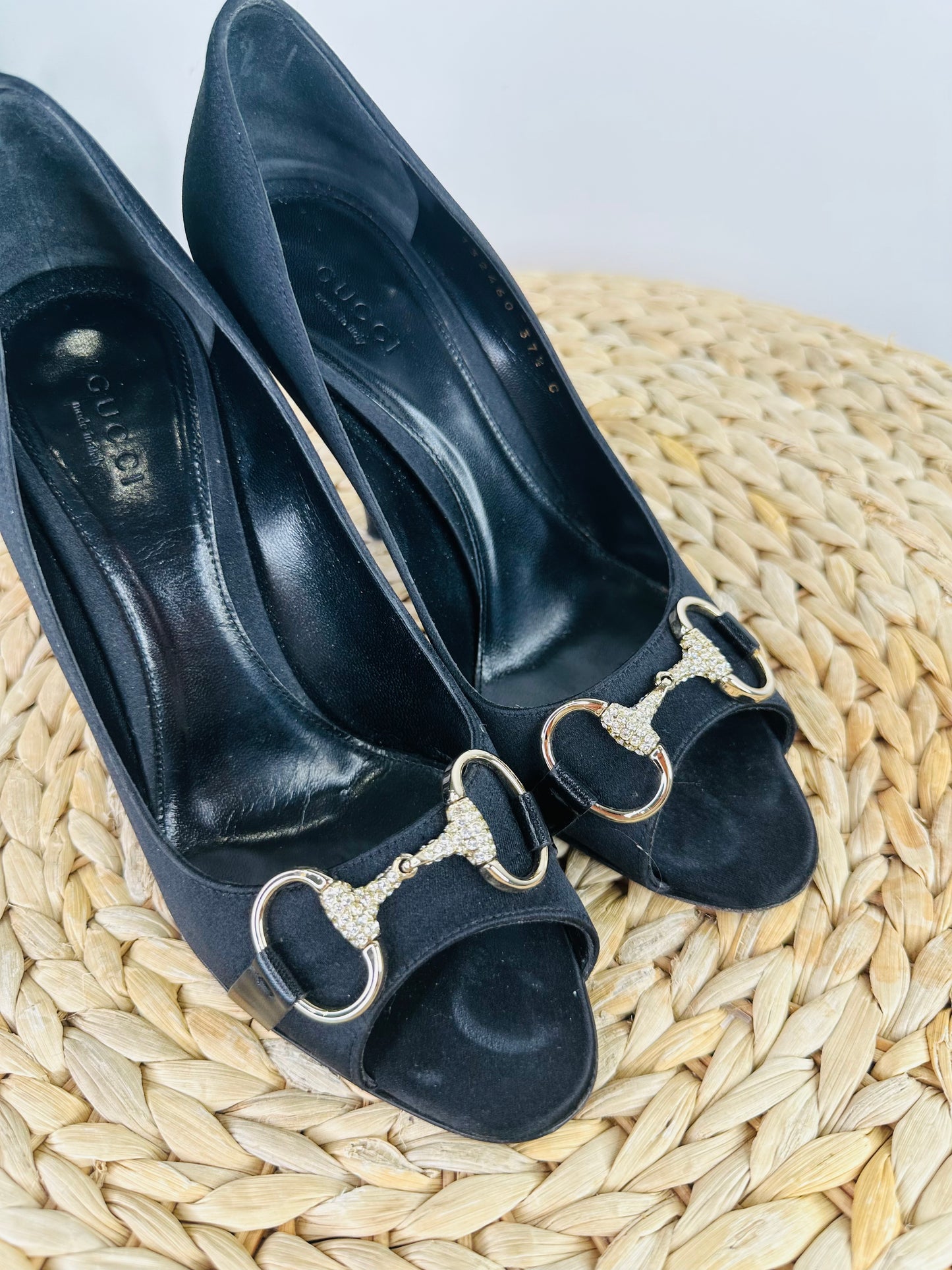 Satin Horsebit Heels - Size 37.5