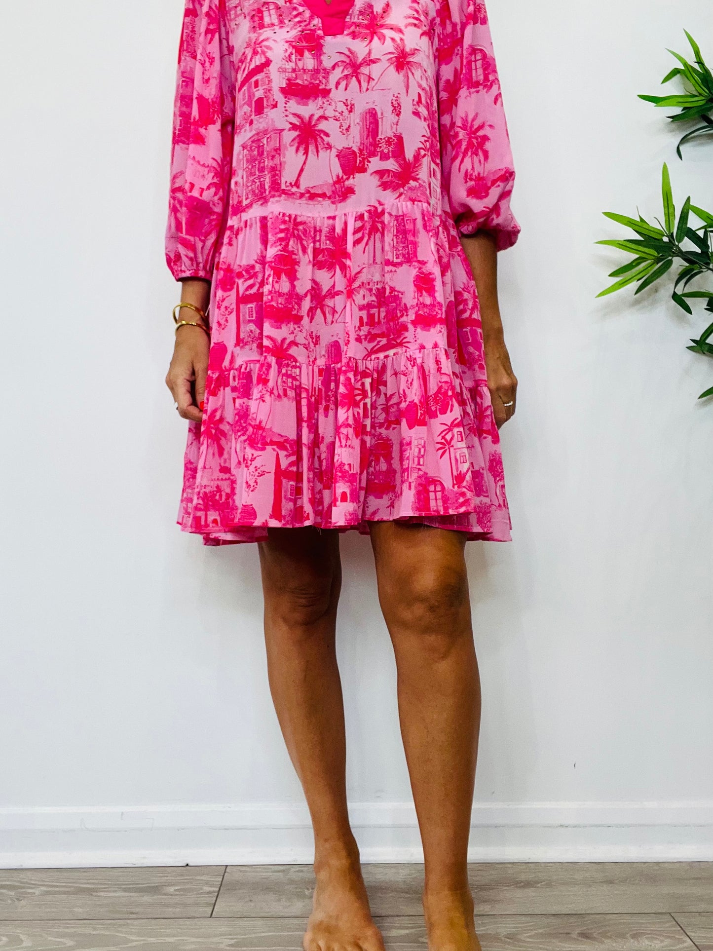 Silk Patterned Dress - Size S