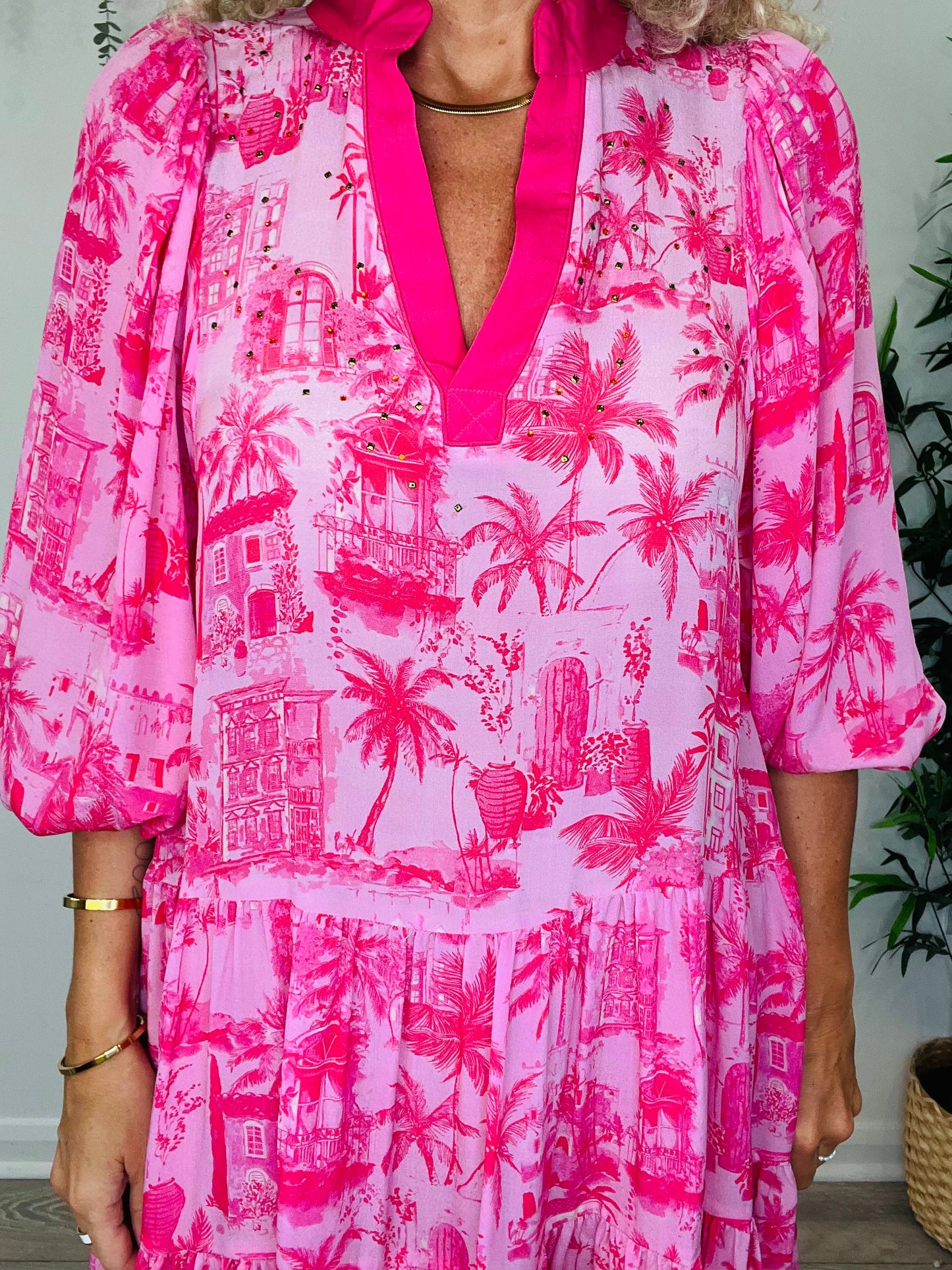 Silk Patterned Dress - Size S