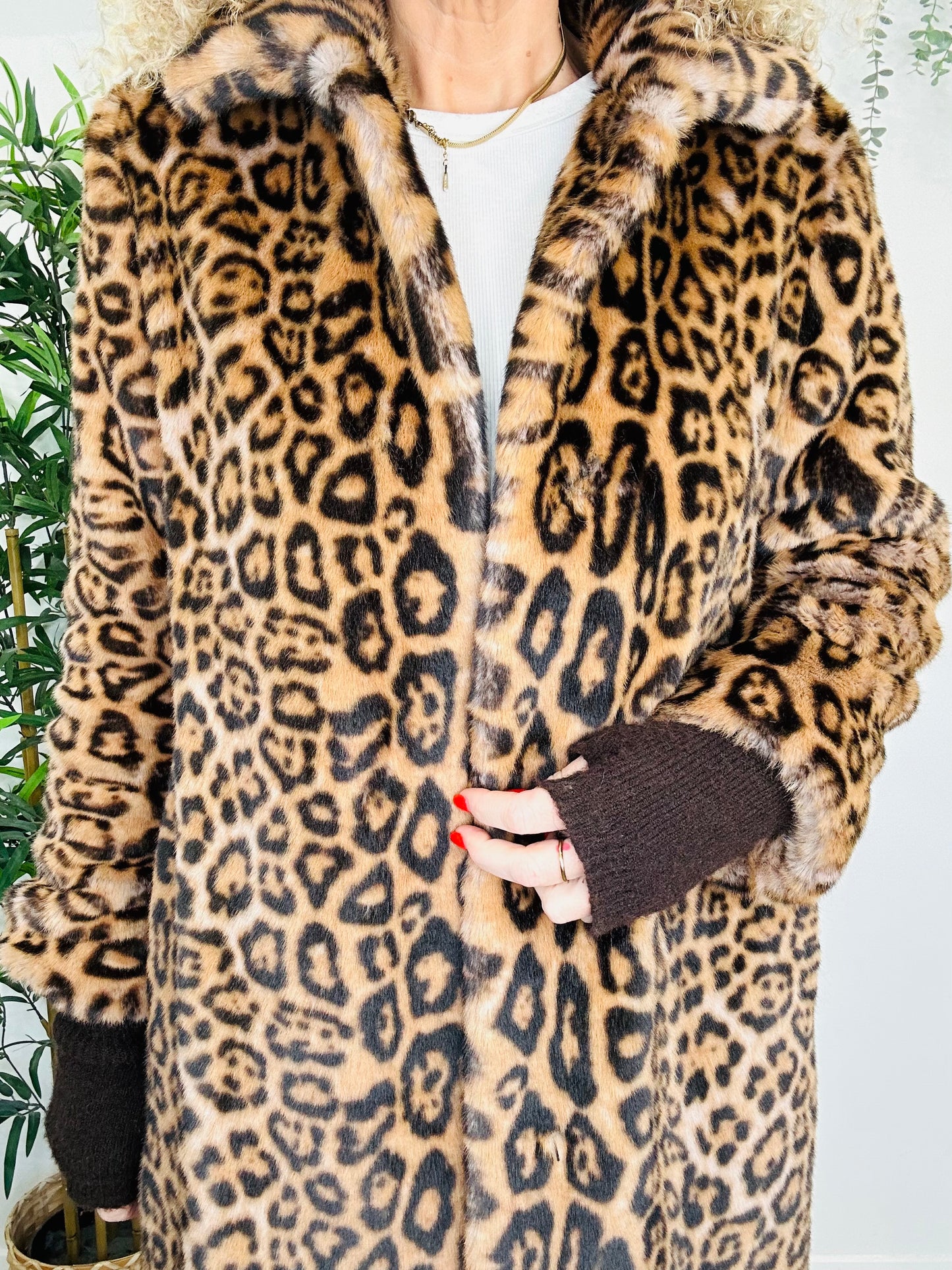 Leopard Print Coat - Size 2