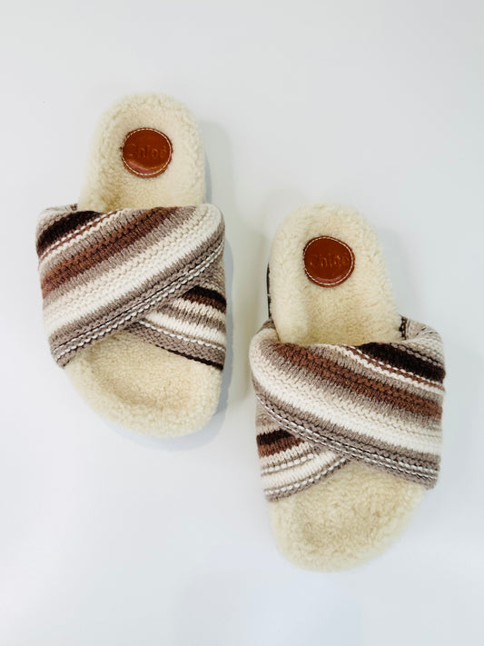 Wavy Shearling Slides - Multiple Sizes