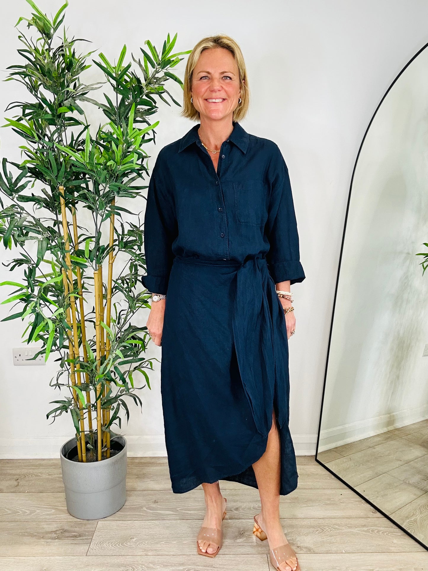 Linen Wrap Dress - Size 8