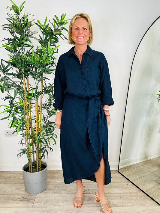 Linen Wrap Dress - Size 8