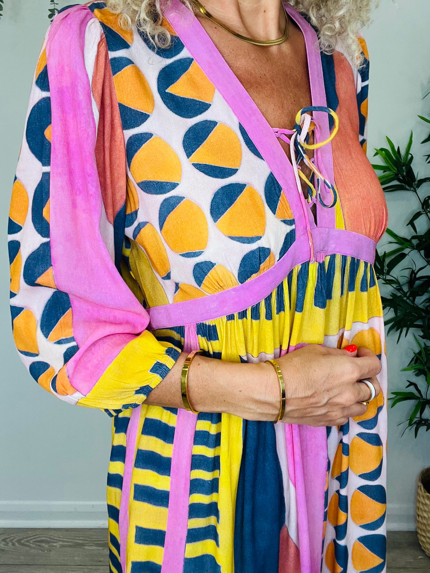 Patterned Short Dress - Size 1
