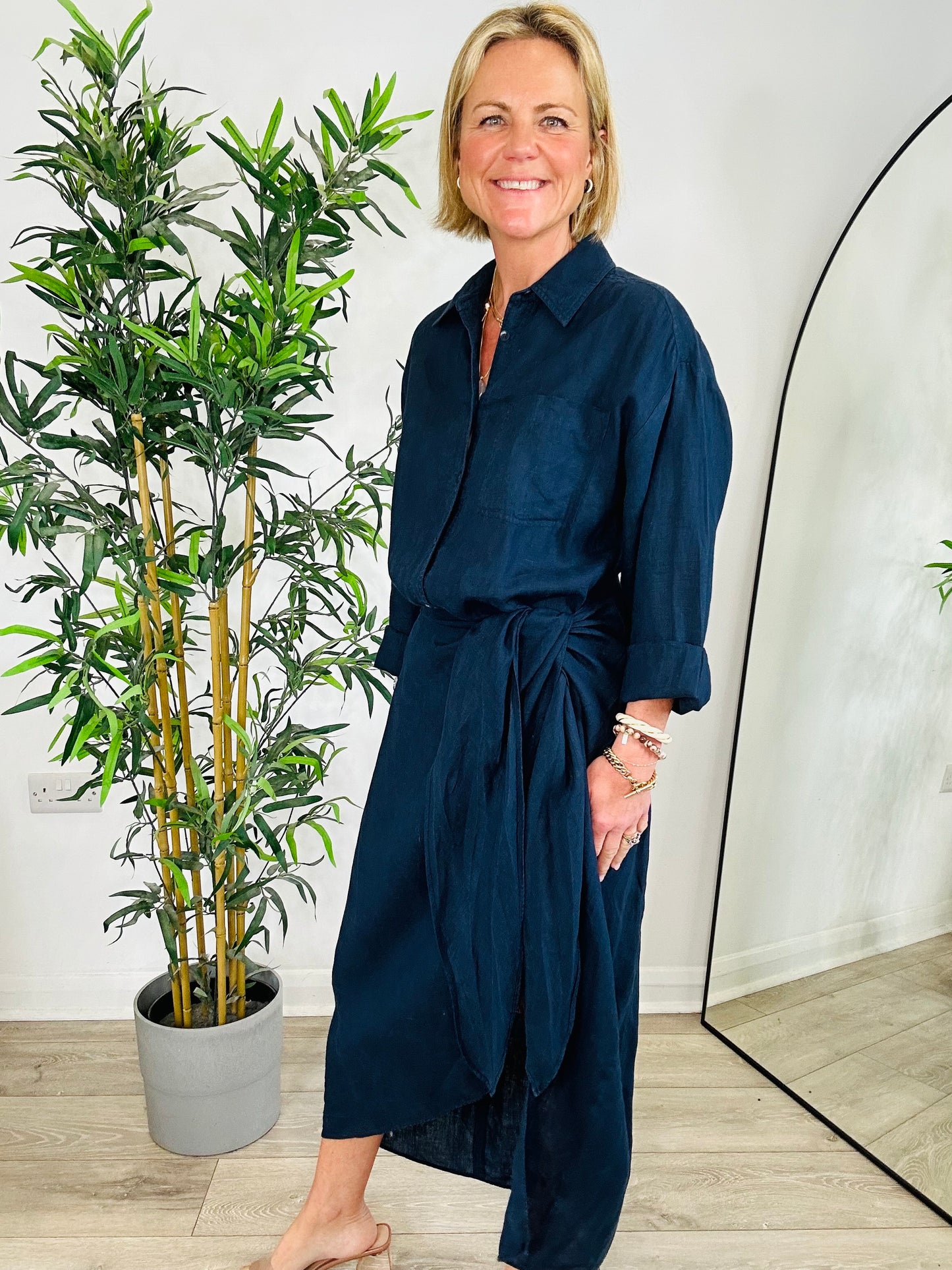 Linen Wrap Dress - Size 8