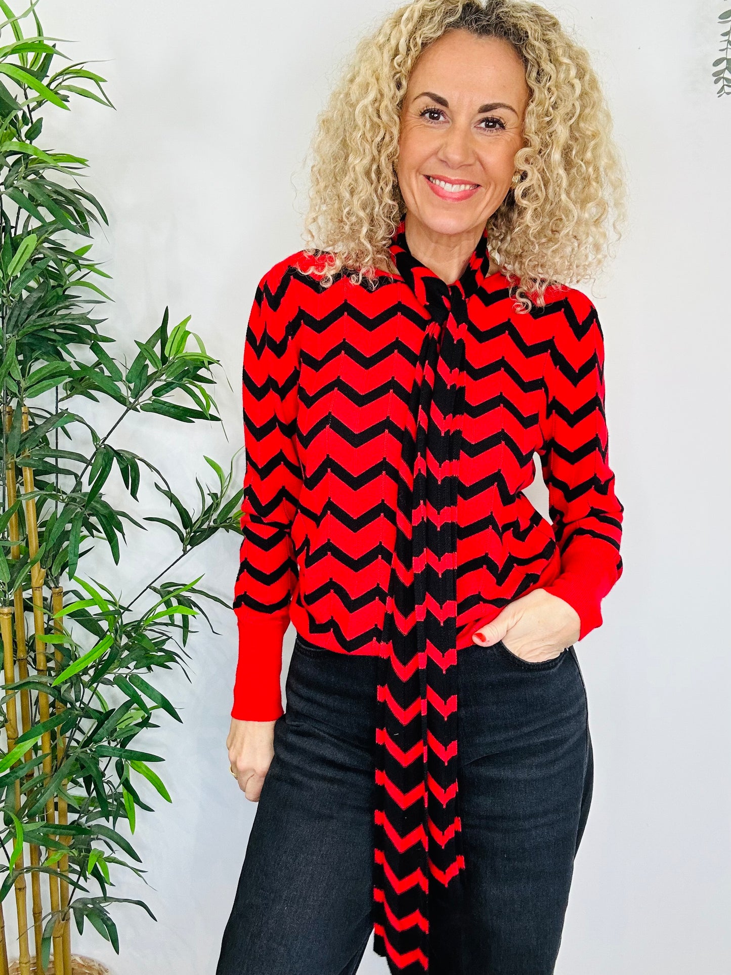 Chevron Knit Jumper - Size L