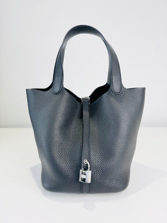Picotin Lock 22 Bag - Noir Taurillon Clemence Leather
