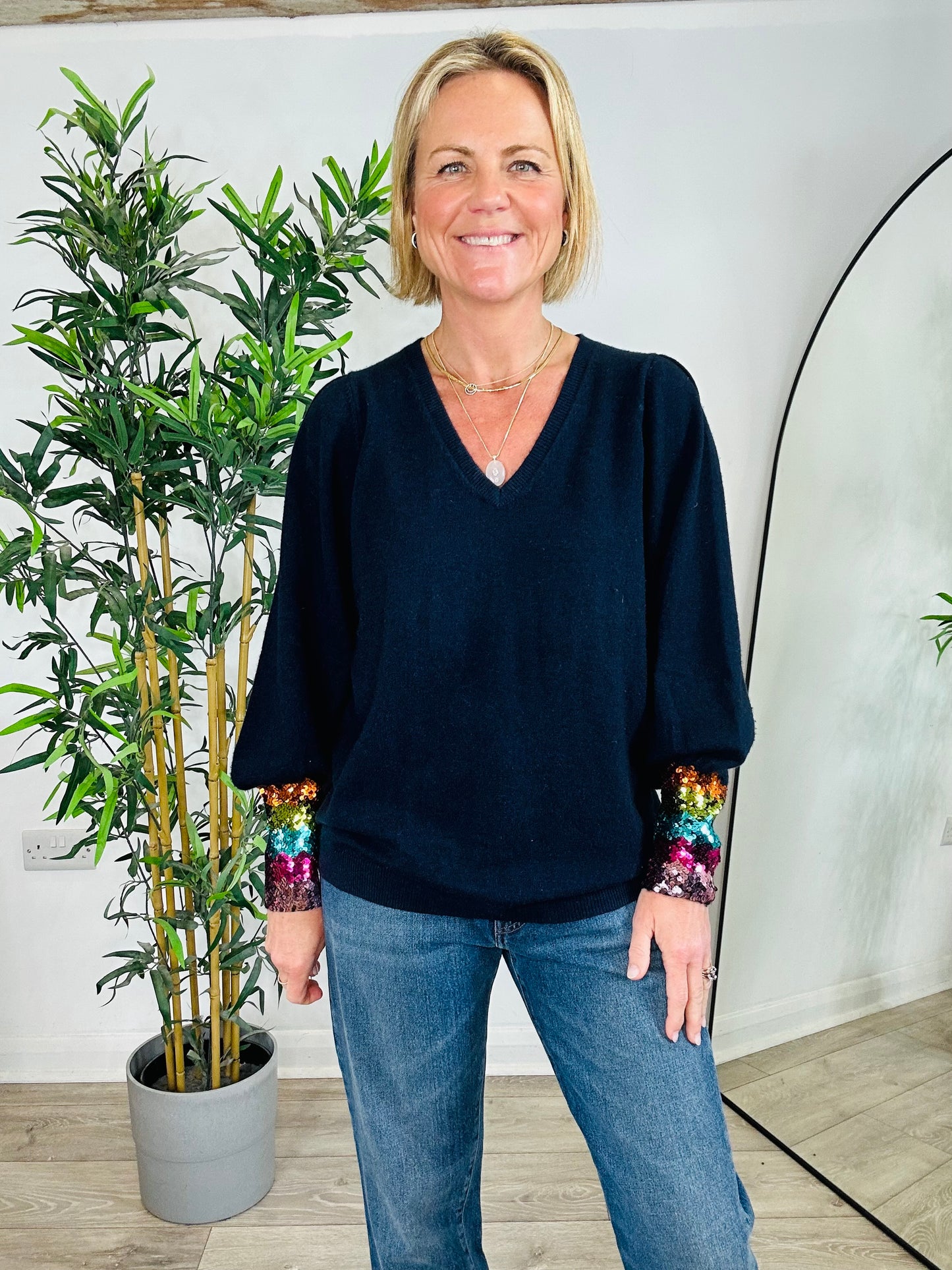 Sequin Cuff Jumper - Size 2