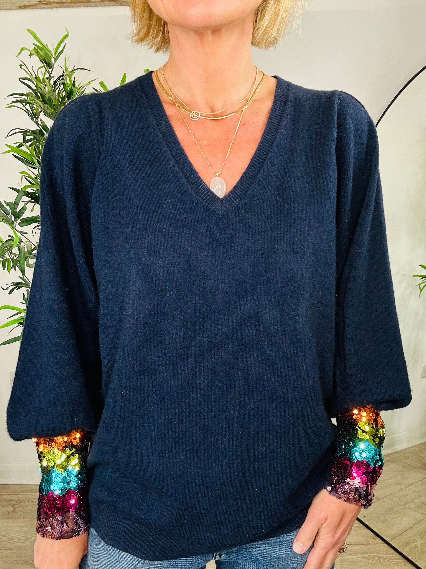 Sequin Cuff Jumper - Size 2