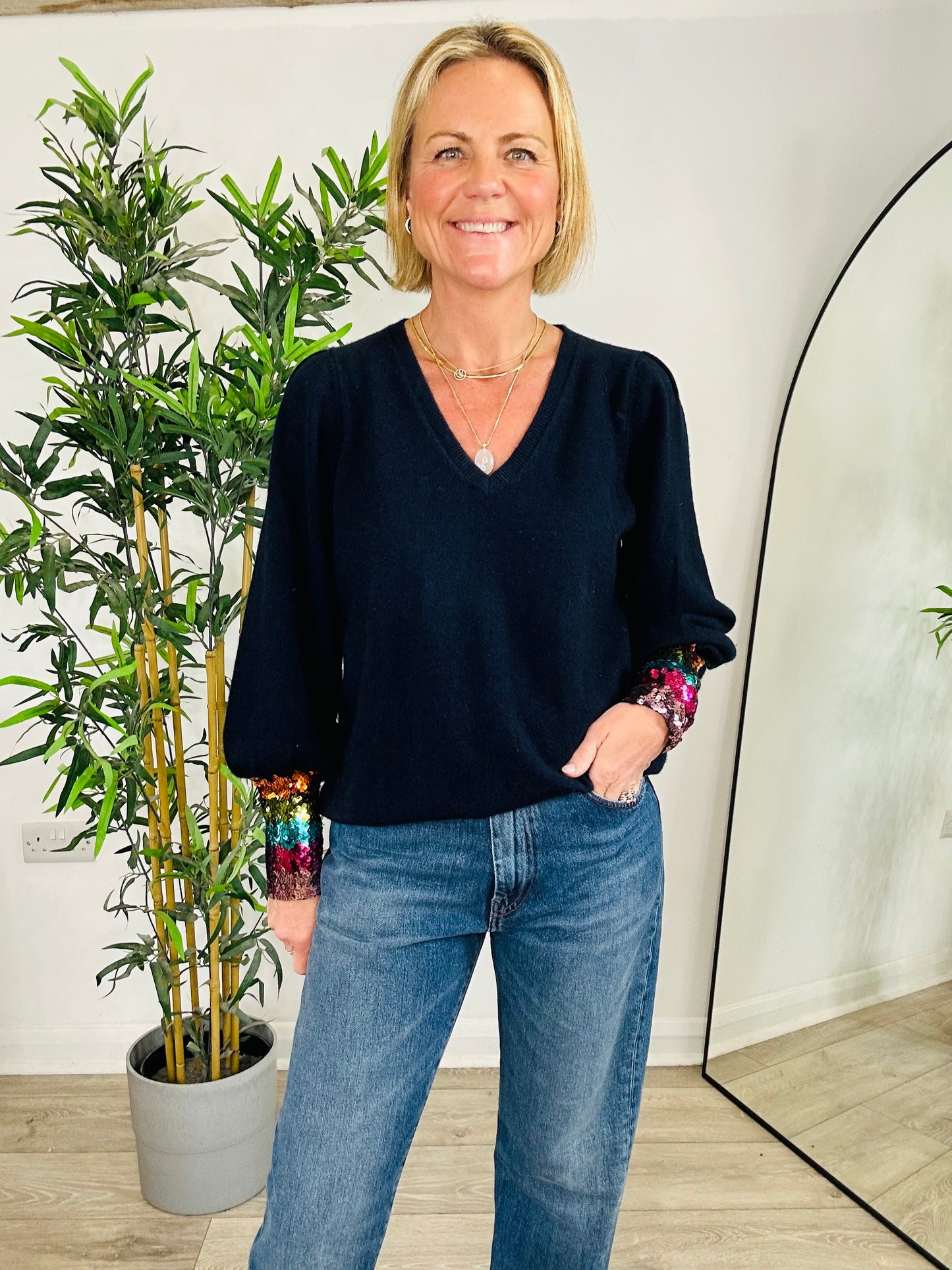 Sequin Cuff Jumper - Size 2