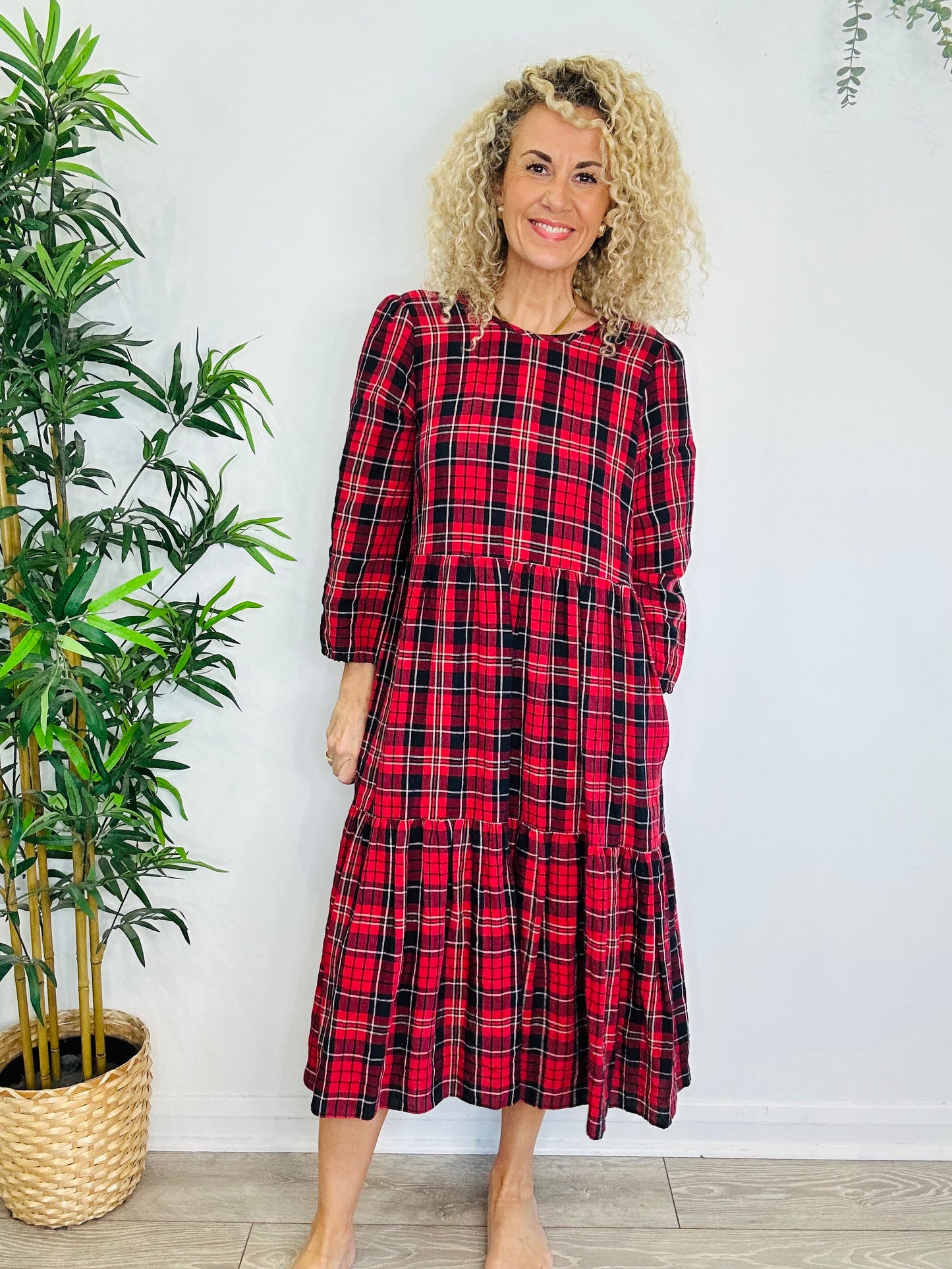 Tartan Midi Dress - Size M